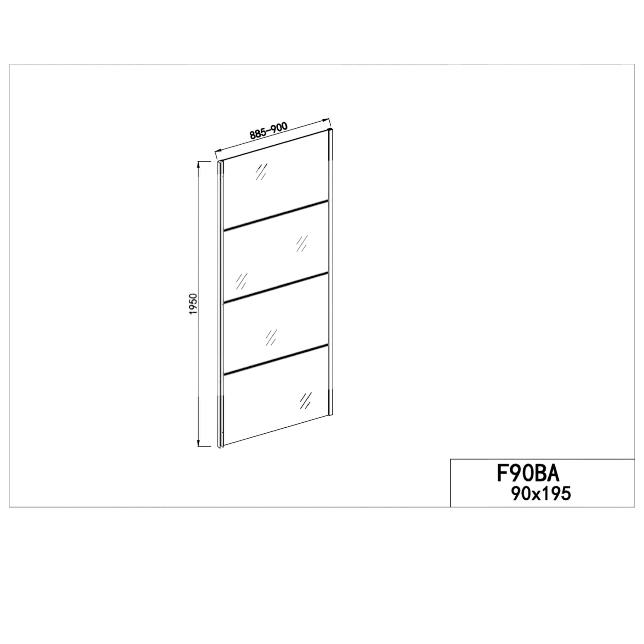 Fixed glass element 90 cm matt black