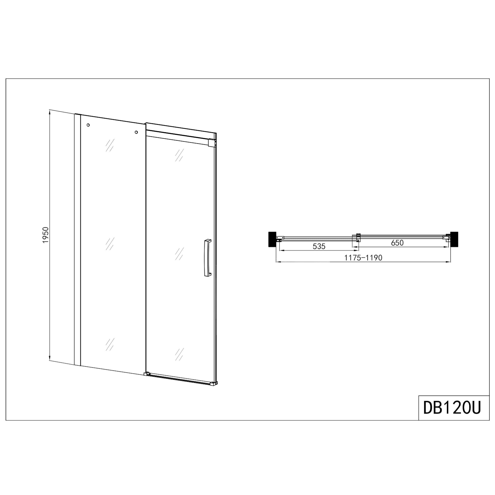 ELEGANCE Glasschiebetür 117,5 - 118,5 x 195
