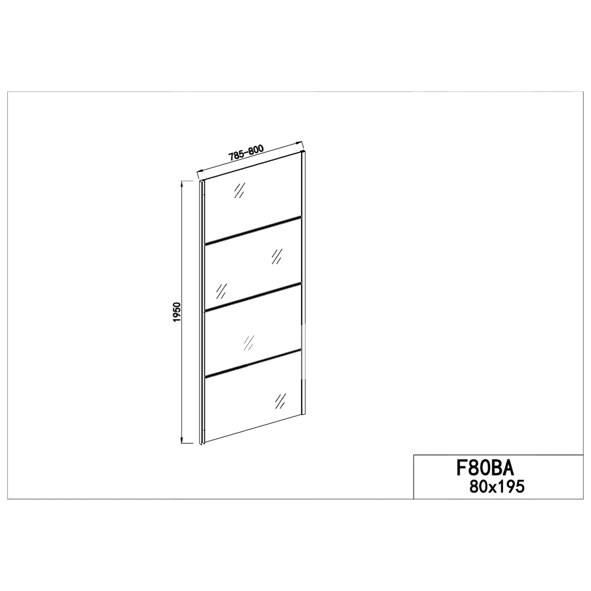 Fixed glass element 80 cm matt black
