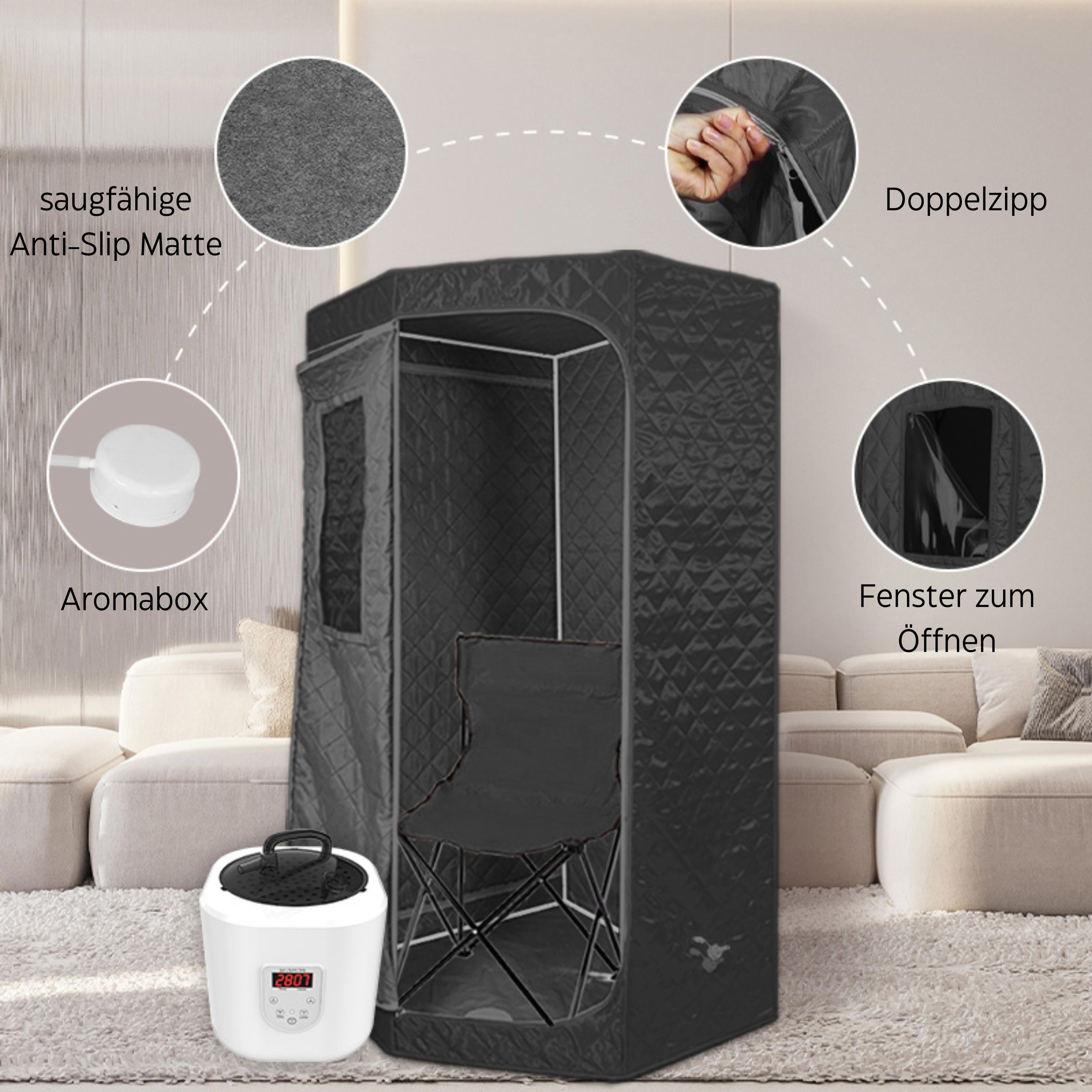 Portable steam sauna 90x90x190 cm