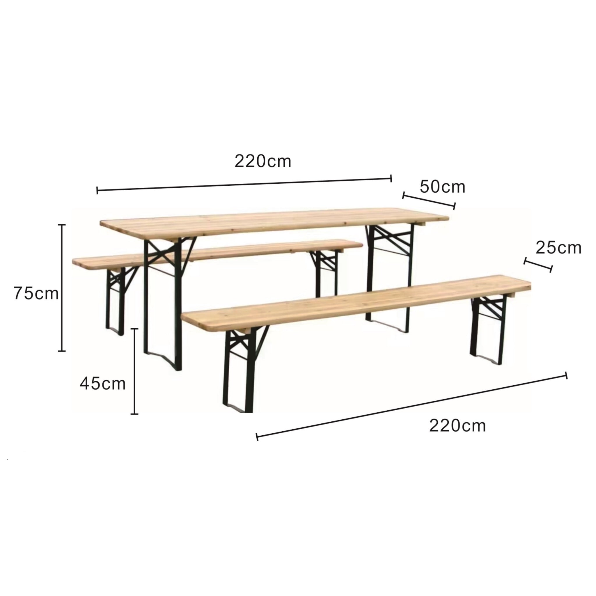 Bierzeltgarnitur Set 3-teilig 220 x 50 cm