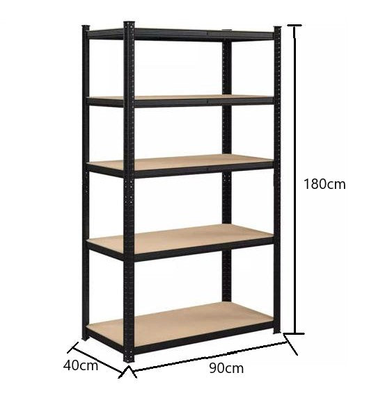 Heavy-duty shelf black 90x40x180 cm