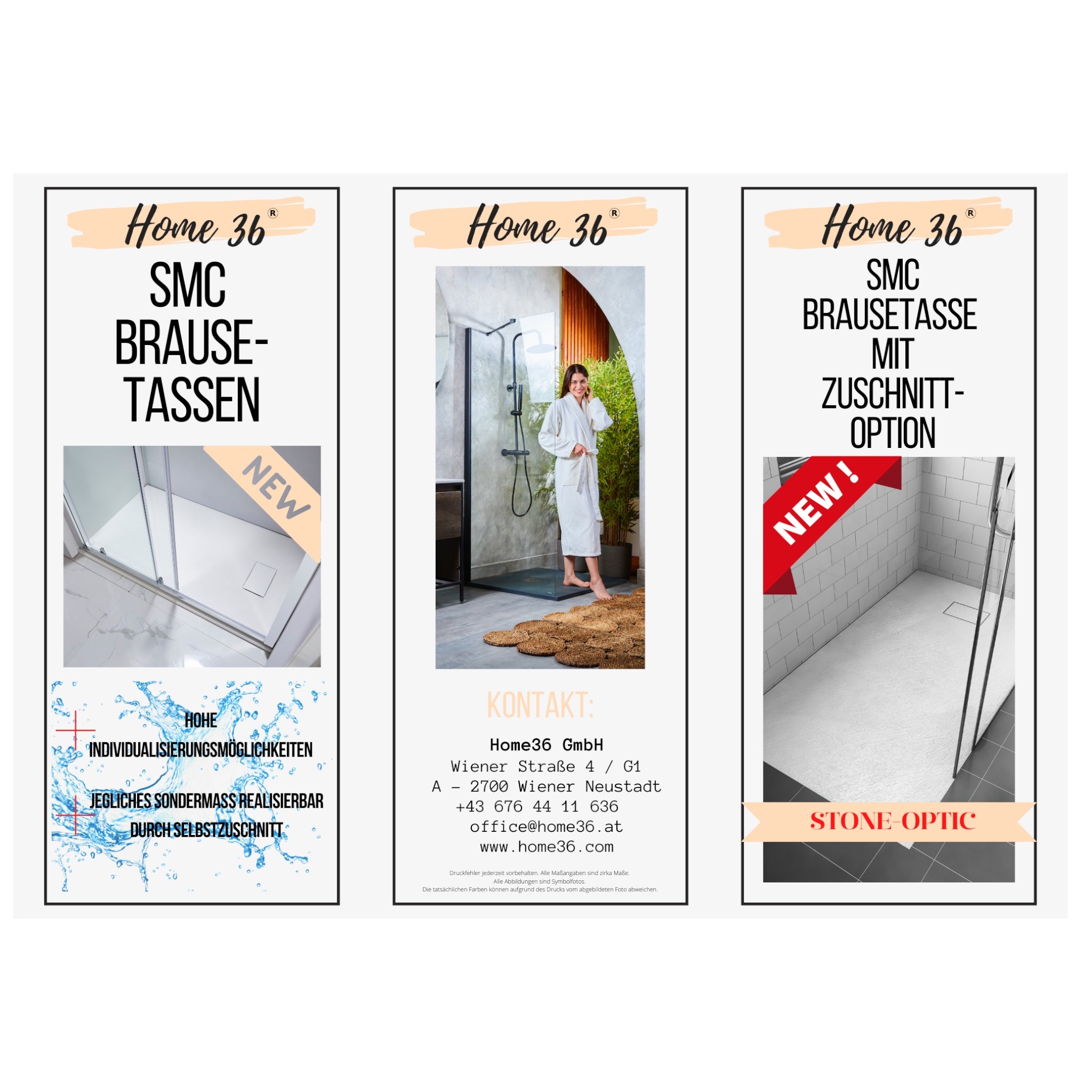 SMC Brausetasse 80x80 cm | Weiß Steinoptik