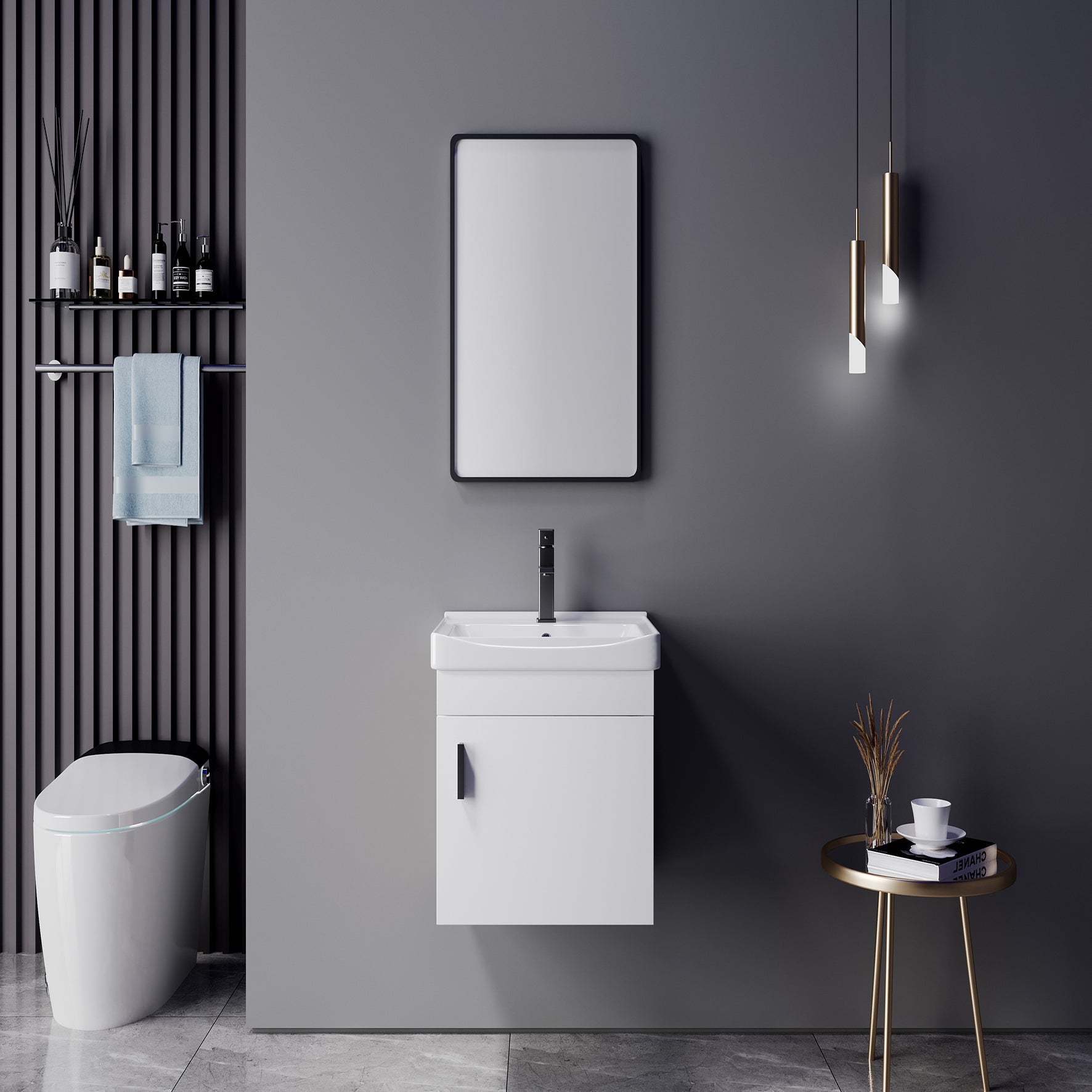 Base cabinet with mirror – white, practical &amp; modern 51x36x42 cm