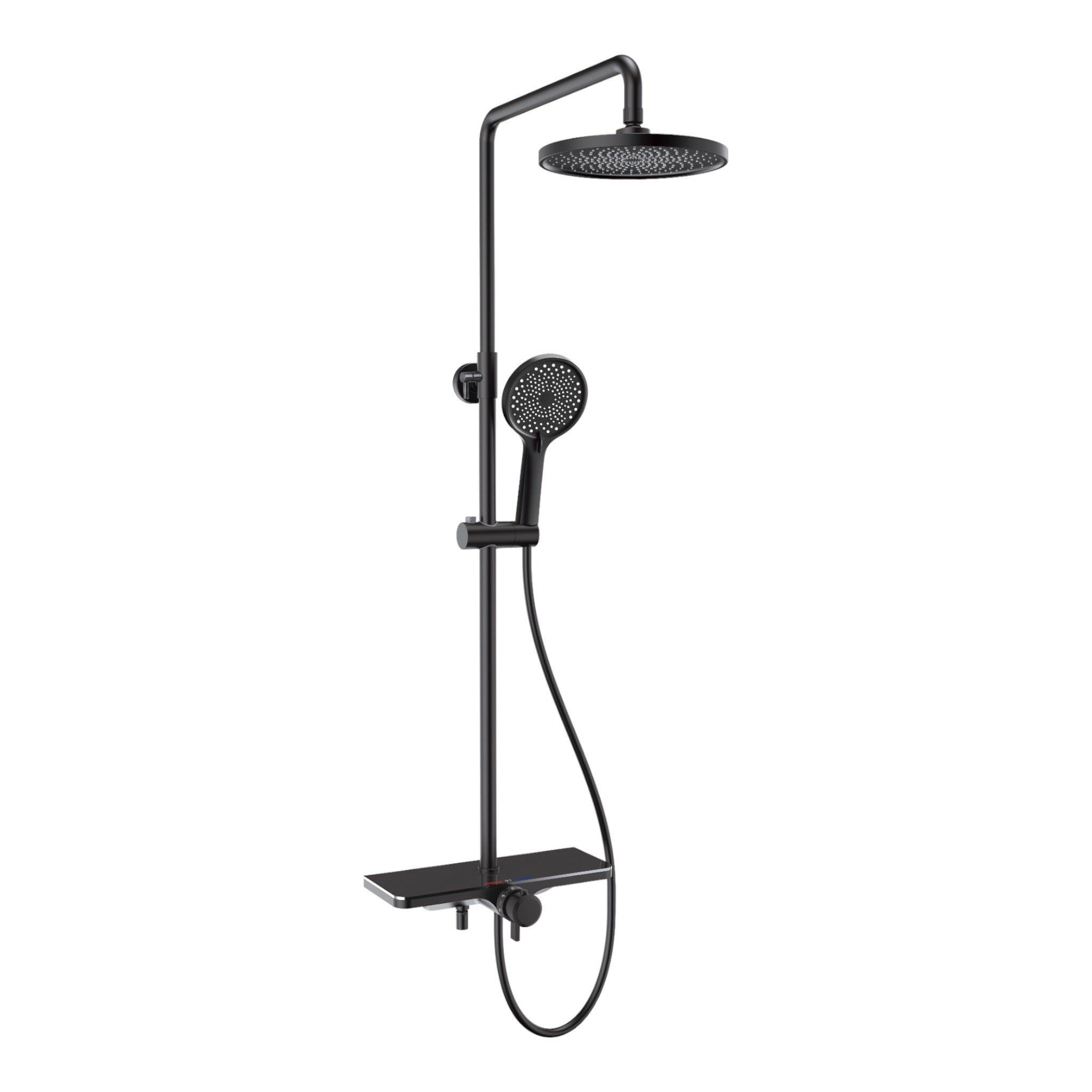 Overhead shower rail set black
