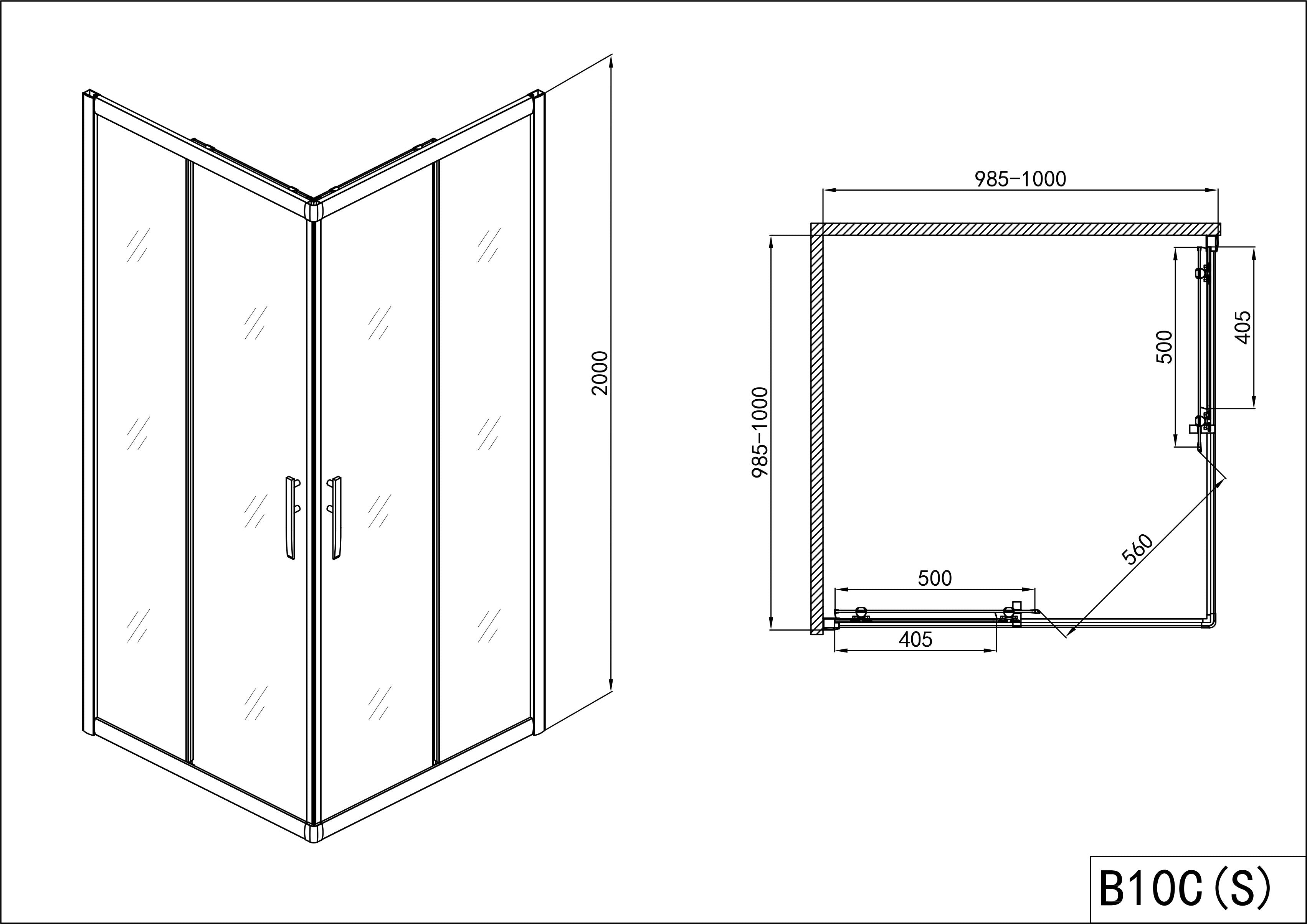 PRO-LINE partial corner shower enclosure with Easy Clean in 4 different sizes