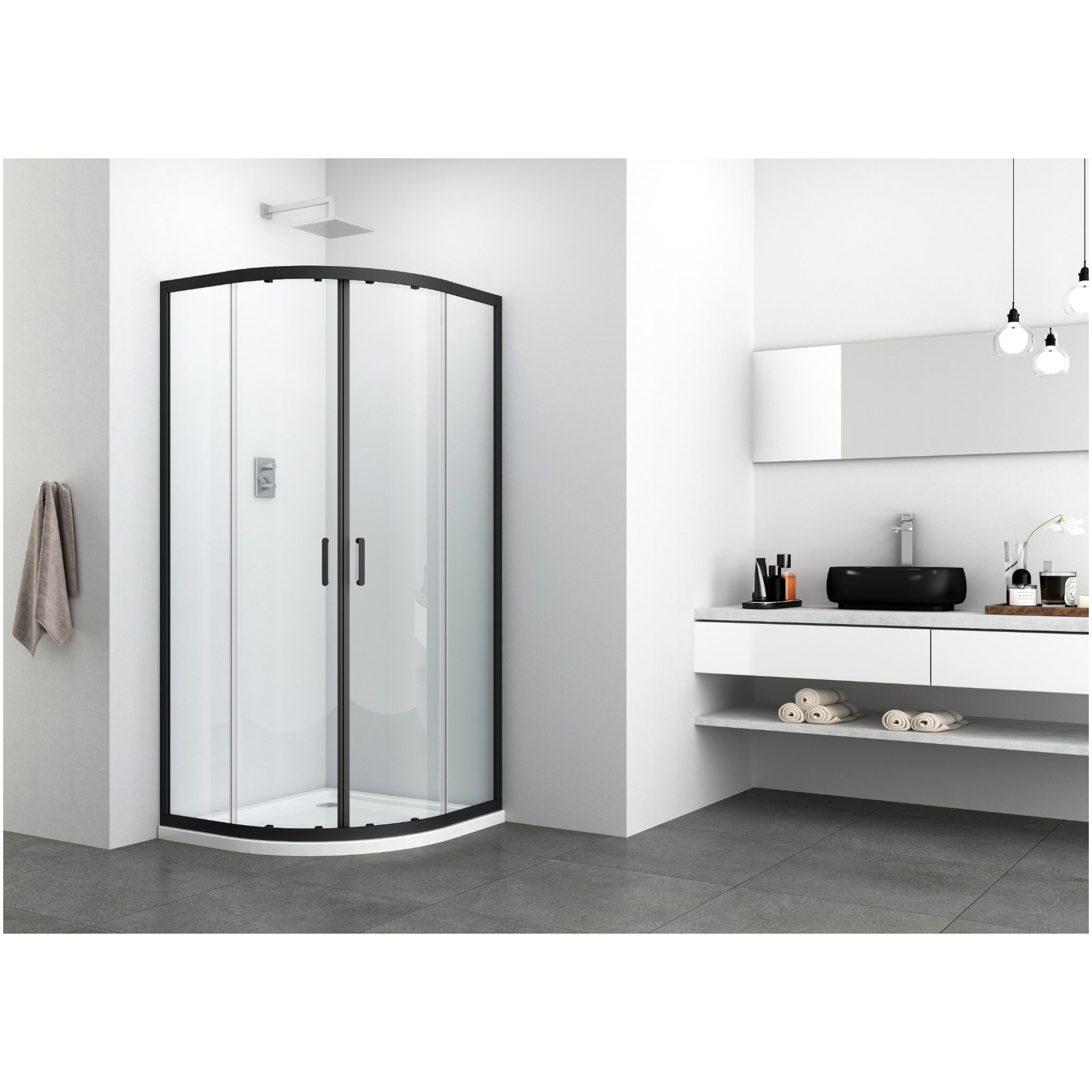 Elite schwarz Runddusche mit Easy Clean in 2 verschiedenen Größen