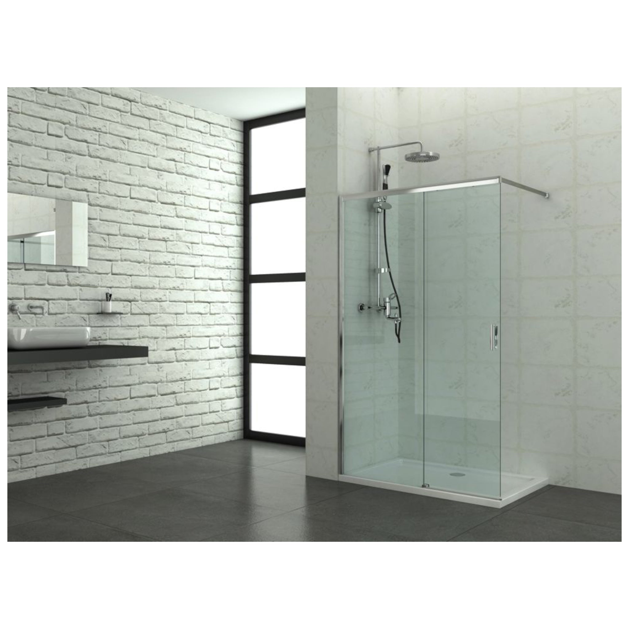 Elite Chrom Duschtrennwand mit Schiebetür reversibel 120-122x195 cm
