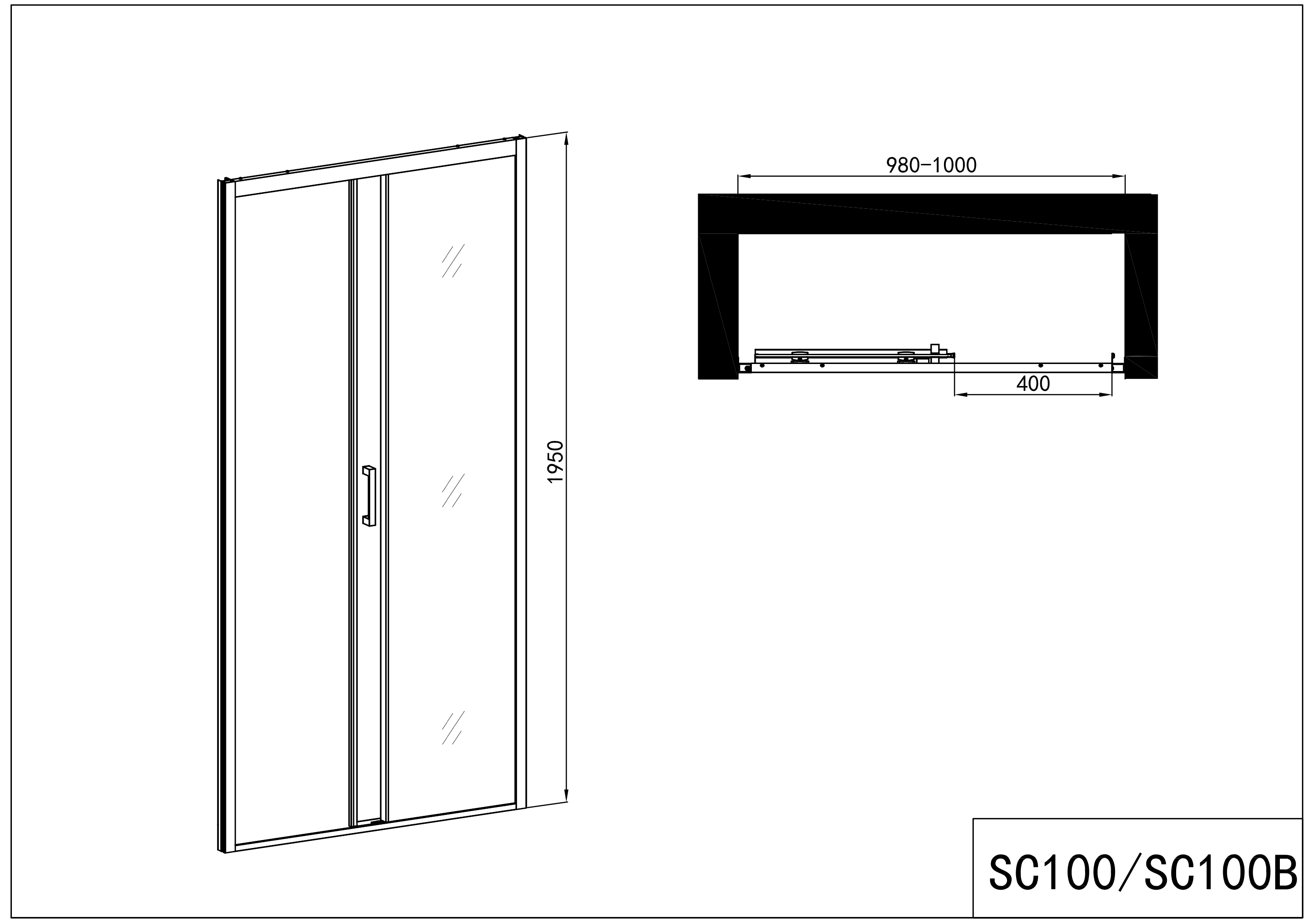 Elite Black sliding door in 2 different sizes