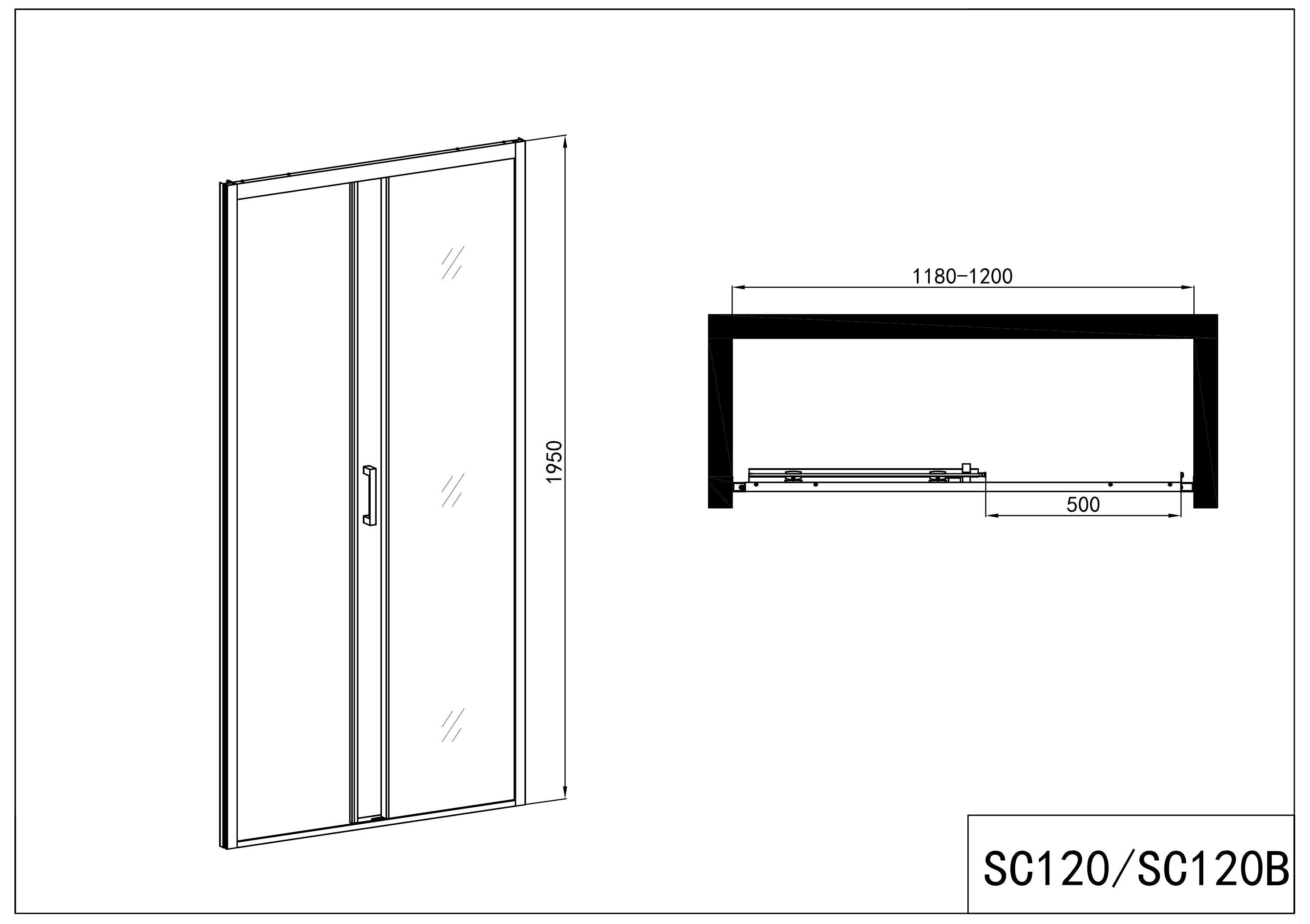Elite Black sliding door in 2 different sizes