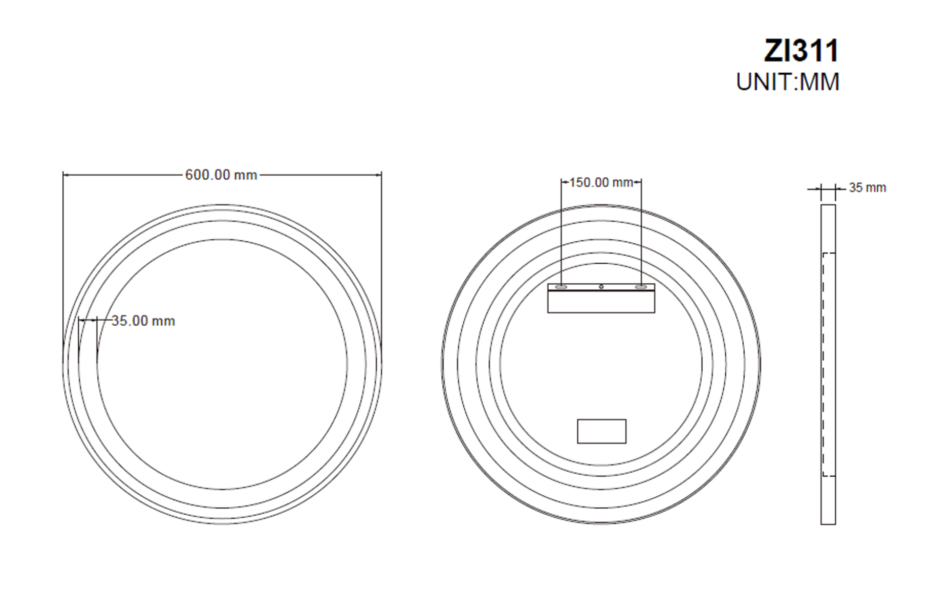 Mirror with indirect lighting 60x60 cm | Round
