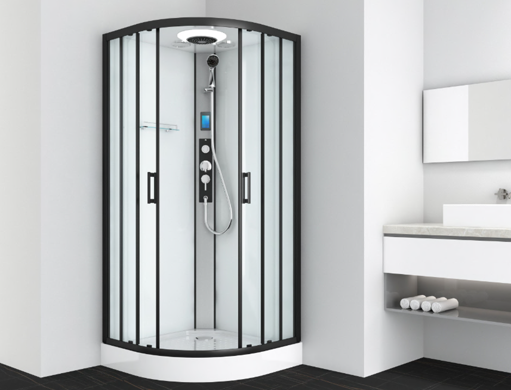 Complete shower enclosure AUSTIN BLACK - with quick assembly 90 x 90 x 215 cm