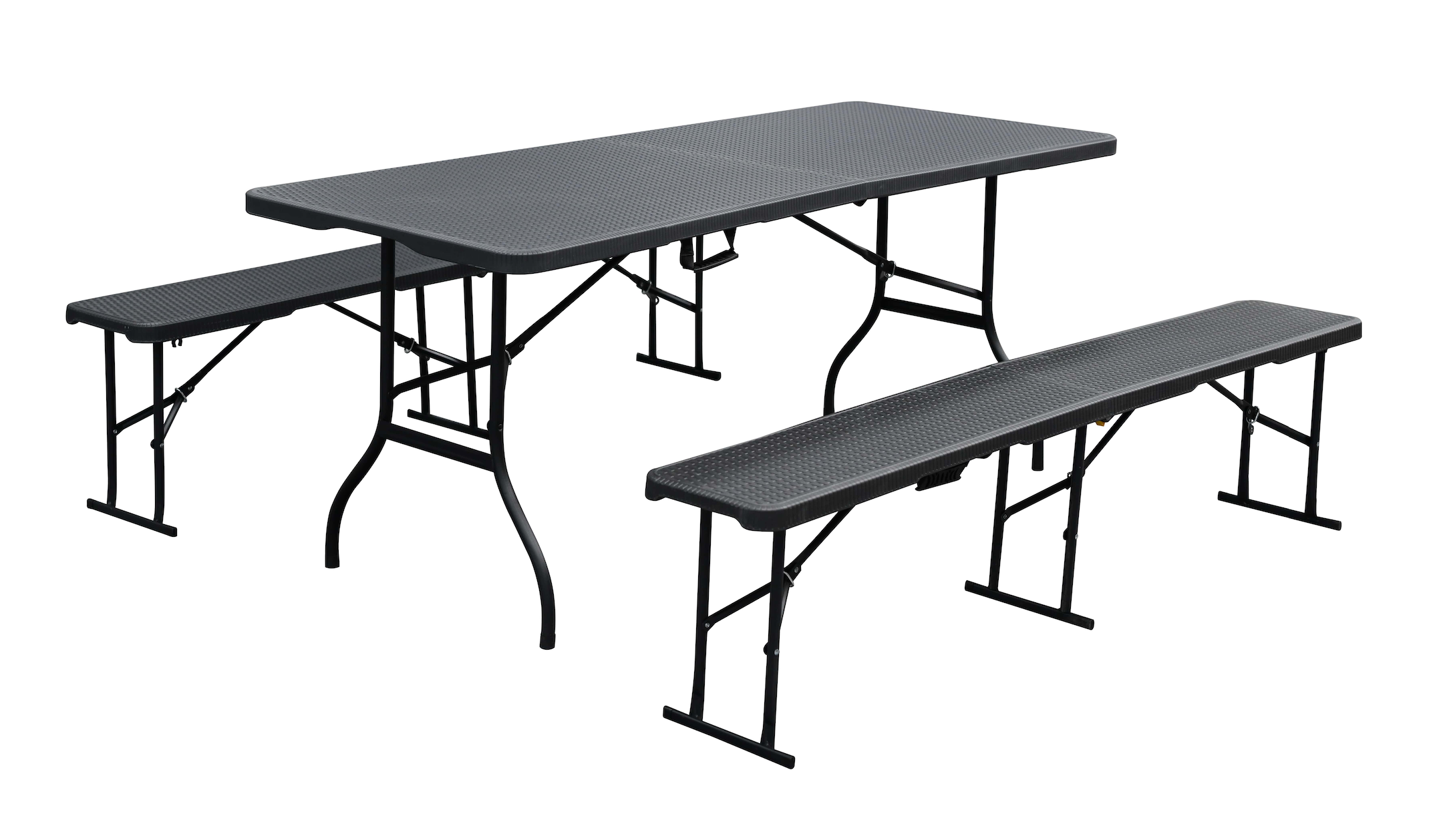 Design Festzeltgarnitur Rattan Optik klappbar aus Kunststoff schwarz - 3 Teilig