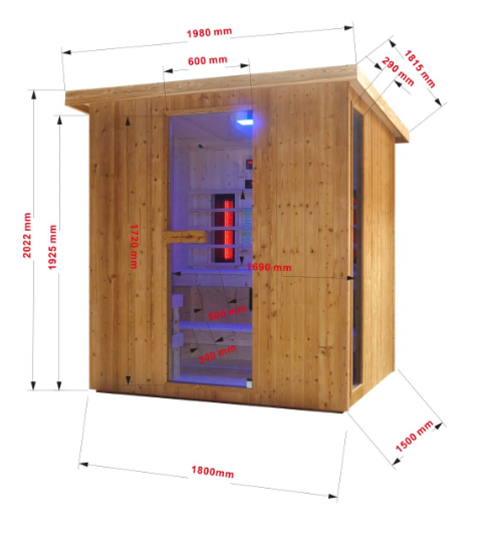 Sauna combinada al aire libre y cabina de infrarrojos LAHTI para 4 - 6 personas