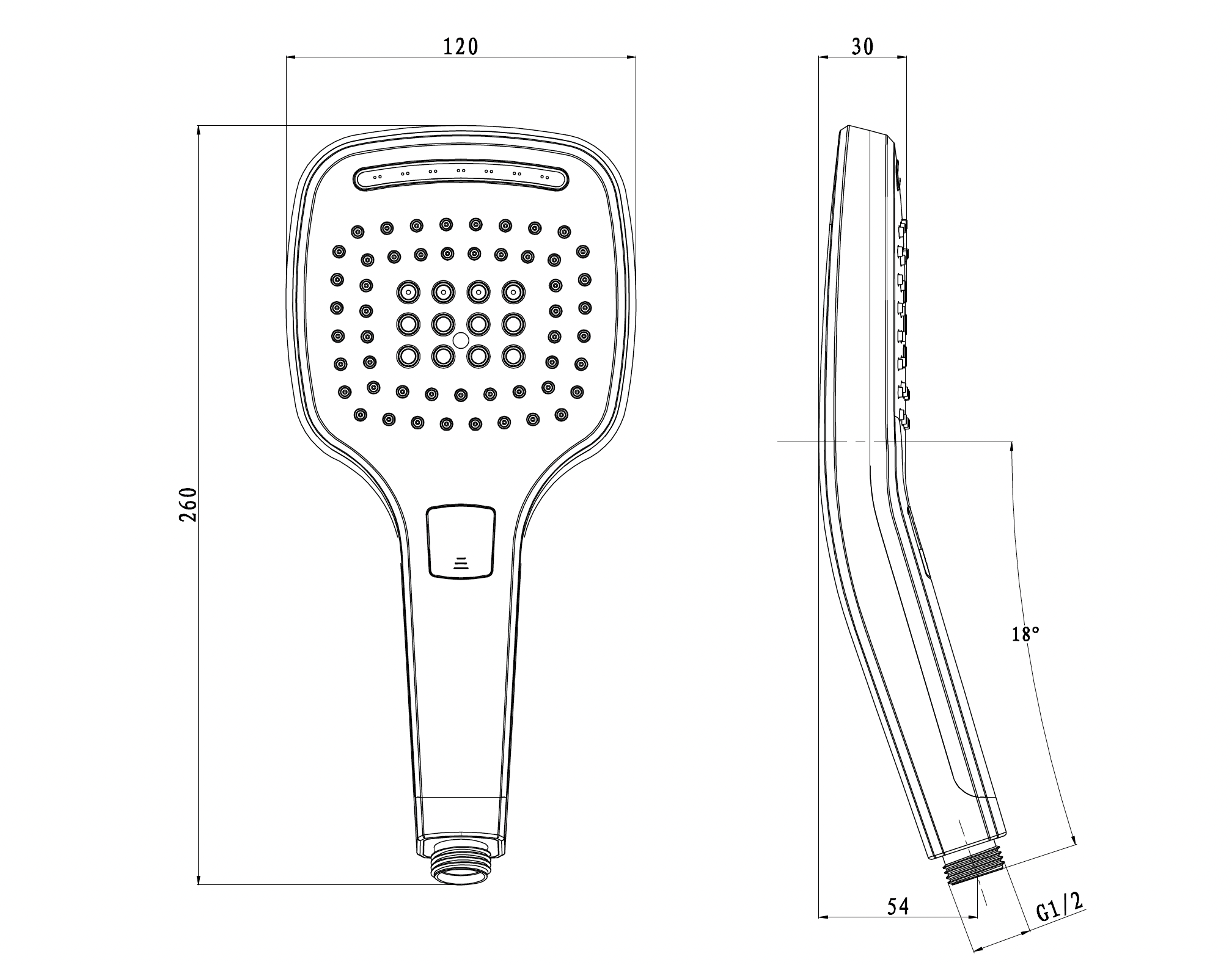 Hand shower in chrome 12 cm with 3 functions 