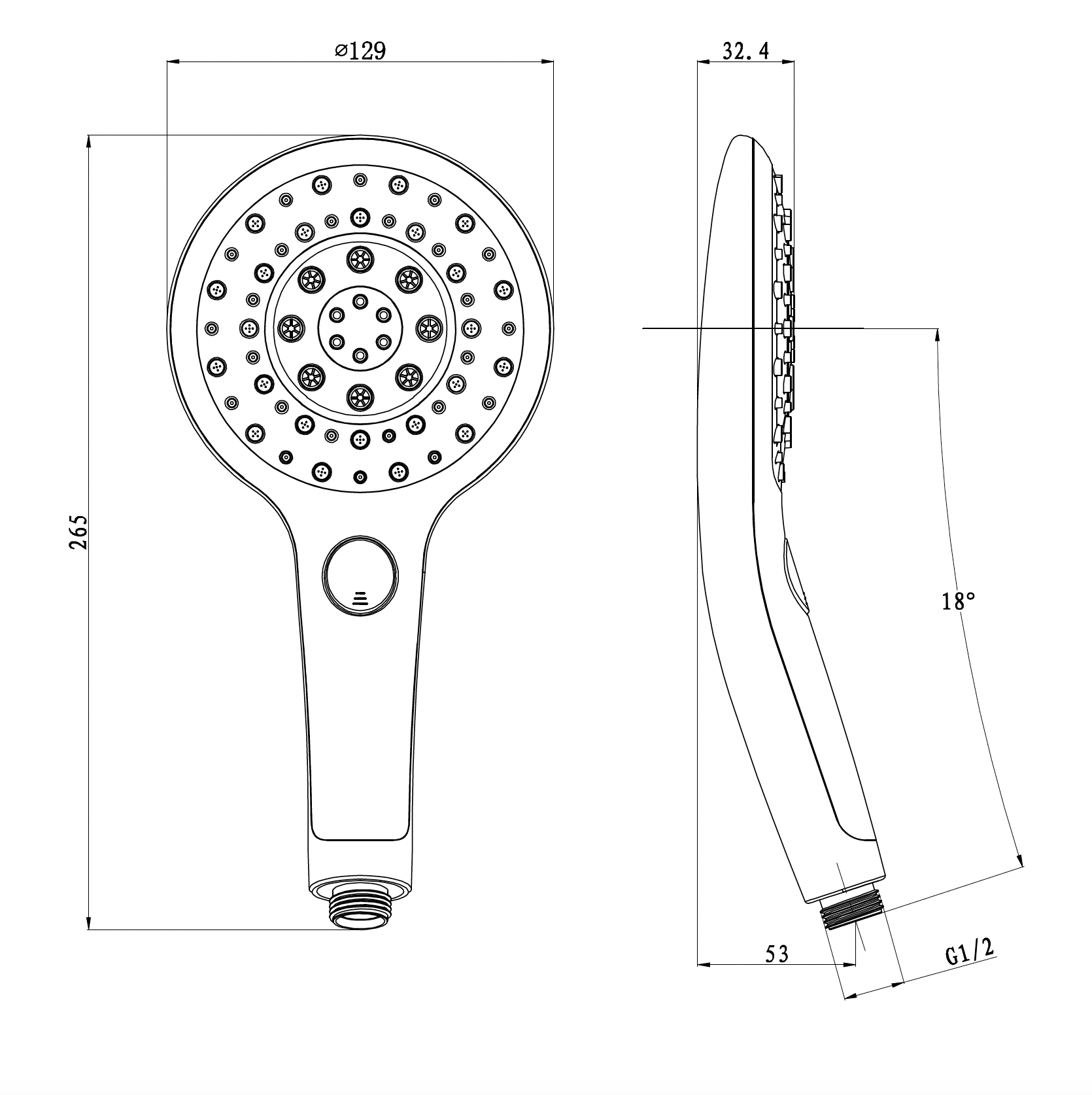 Hand shower in matt black 13 cm with 3 functions 