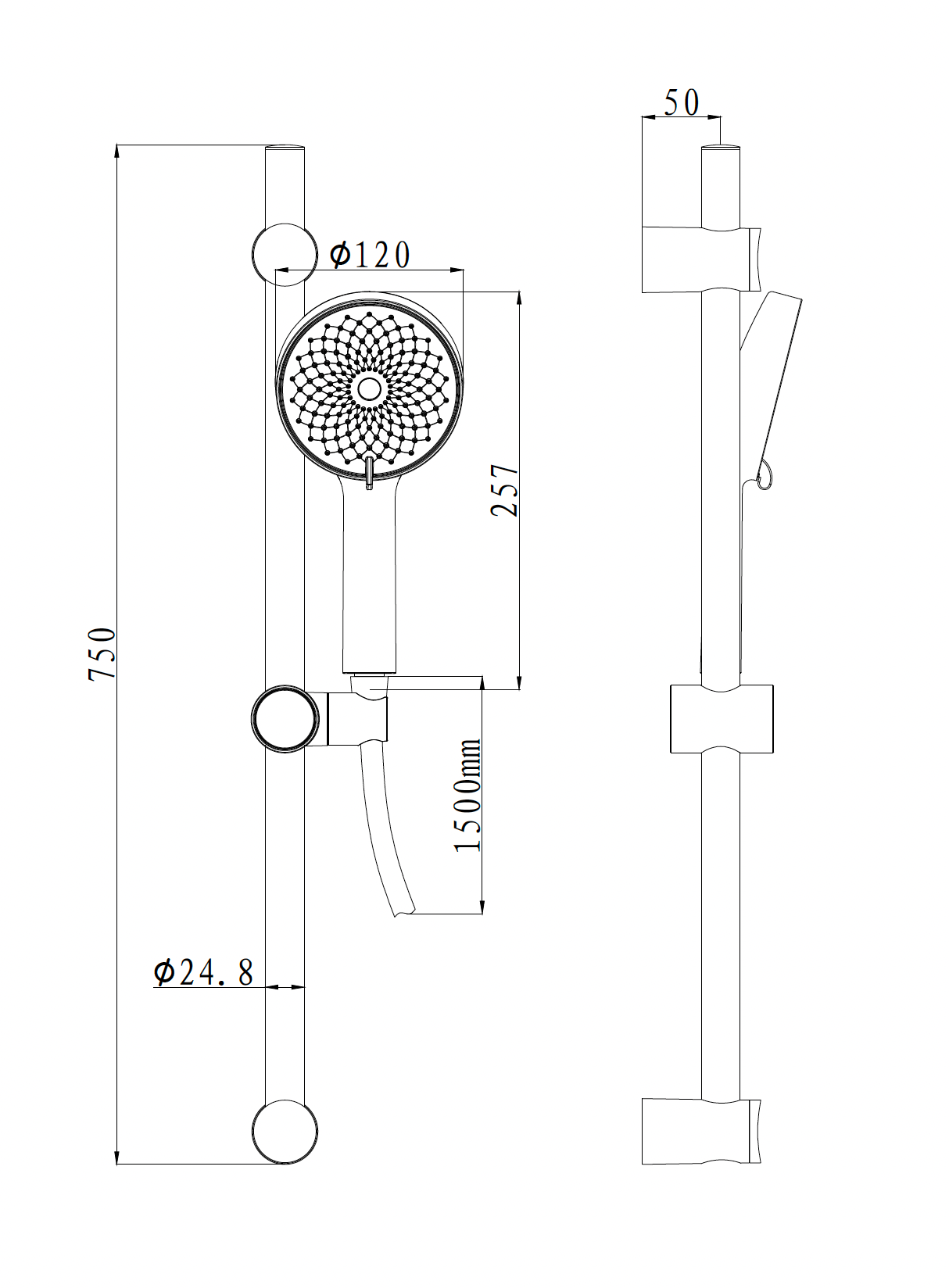Shower set with 3 functions shower 