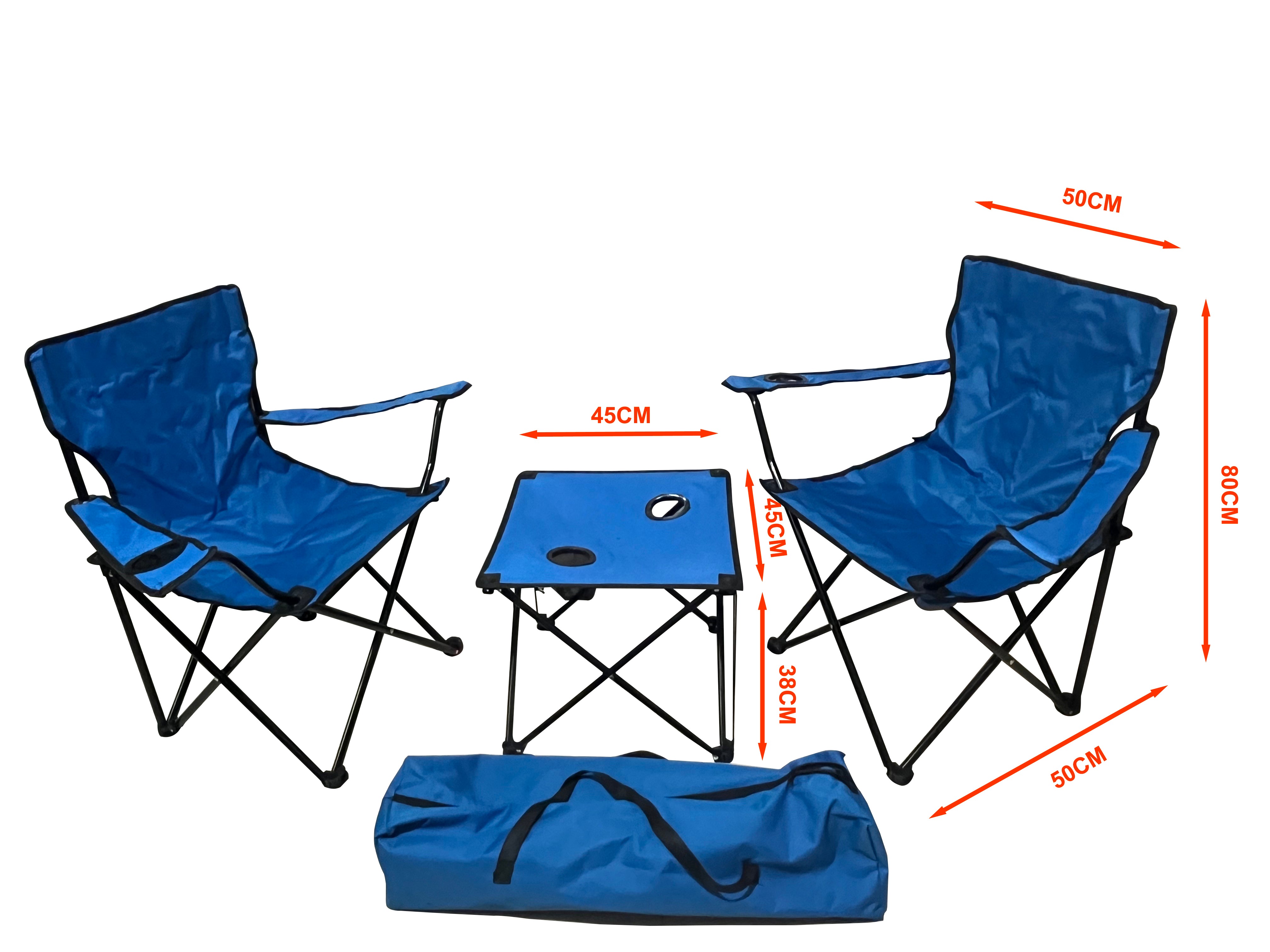 Camping set - 2 armchairs, 1 table