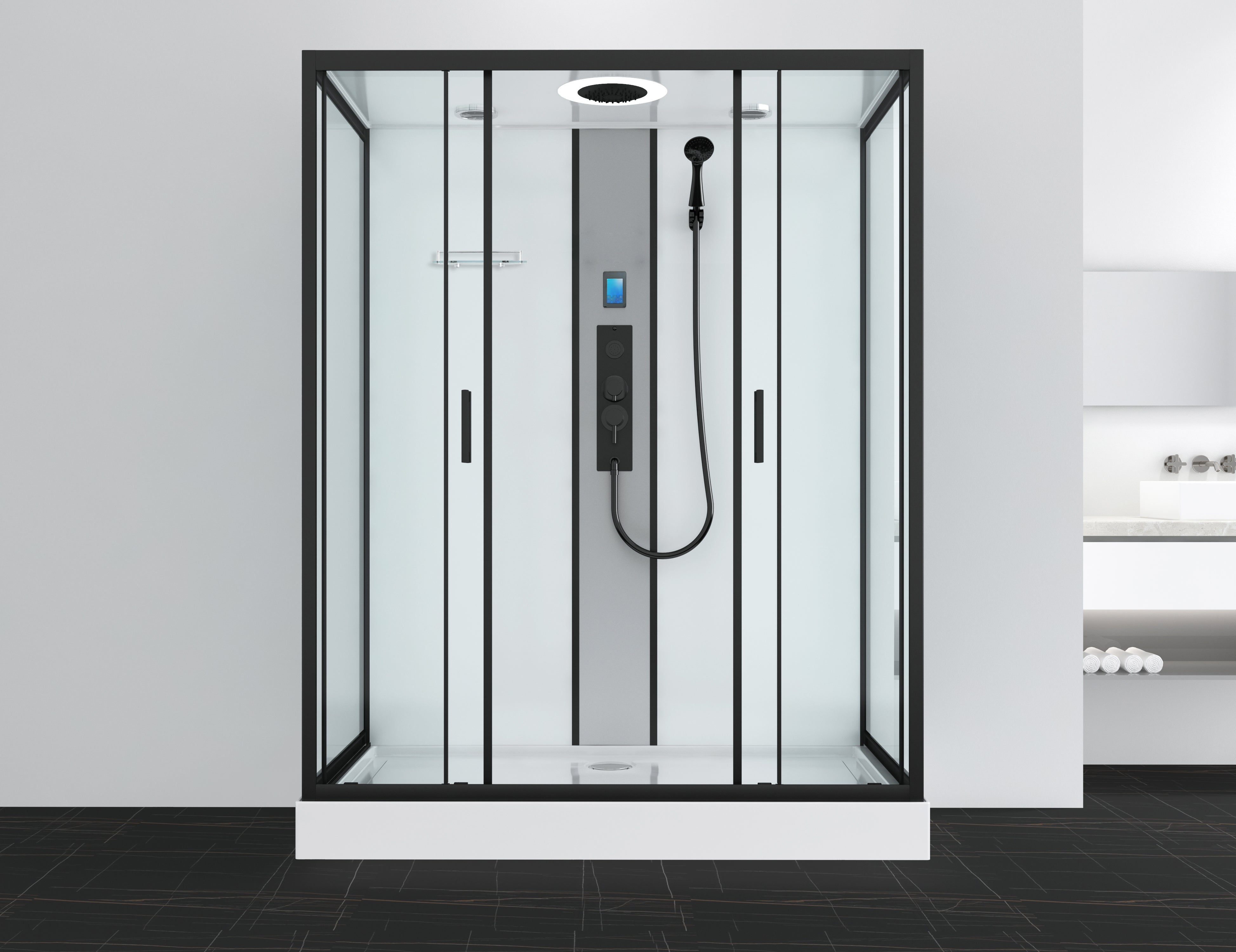 Complete shower enclosure NEW YORK BLACK - with quick assembly 90 x 160 x 215 cm