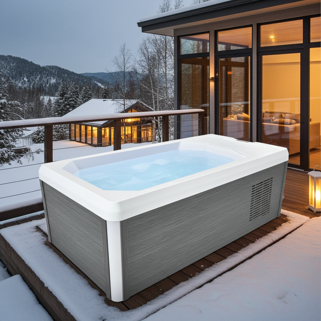 Eis-& Wärmebad ICE BAD WHITE inkl. Abdeckung + Stiege 210x110x80 cm