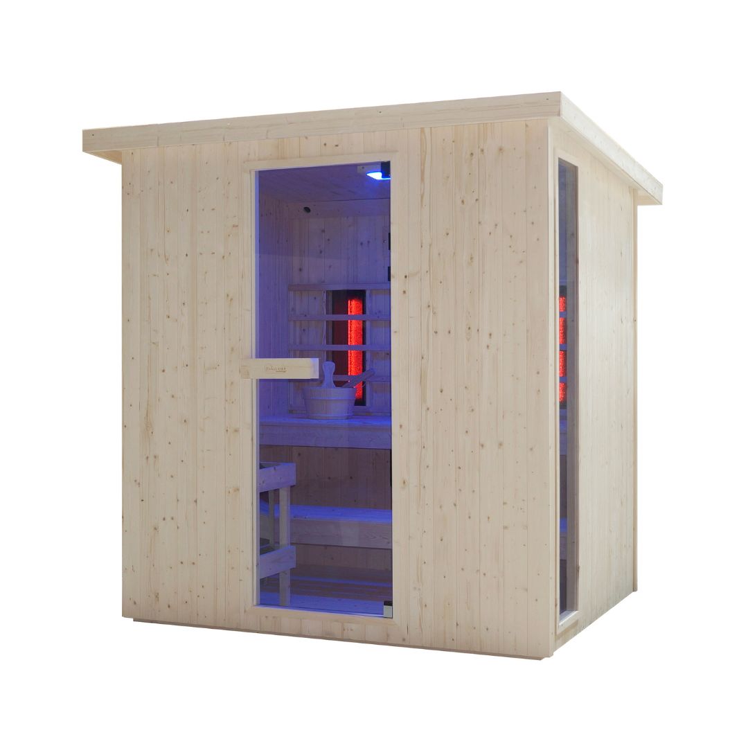 Sauna combinada al aire libre y cabina de infrarrojos LAHTI para 4 - 6 personas