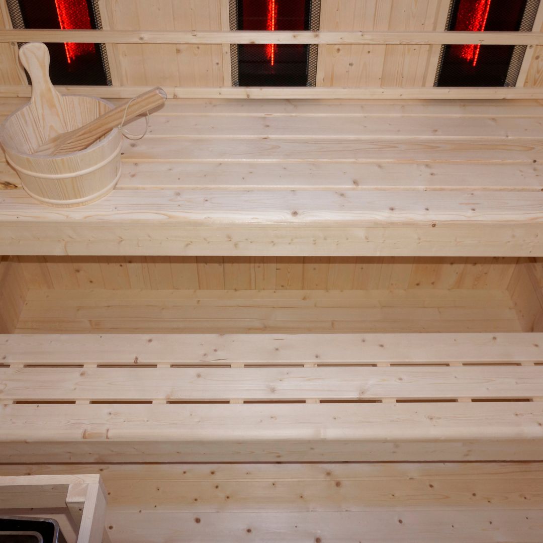 Sauna combinada al aire libre y cabina de infrarrojos LAHTI para 4 - 6 personas