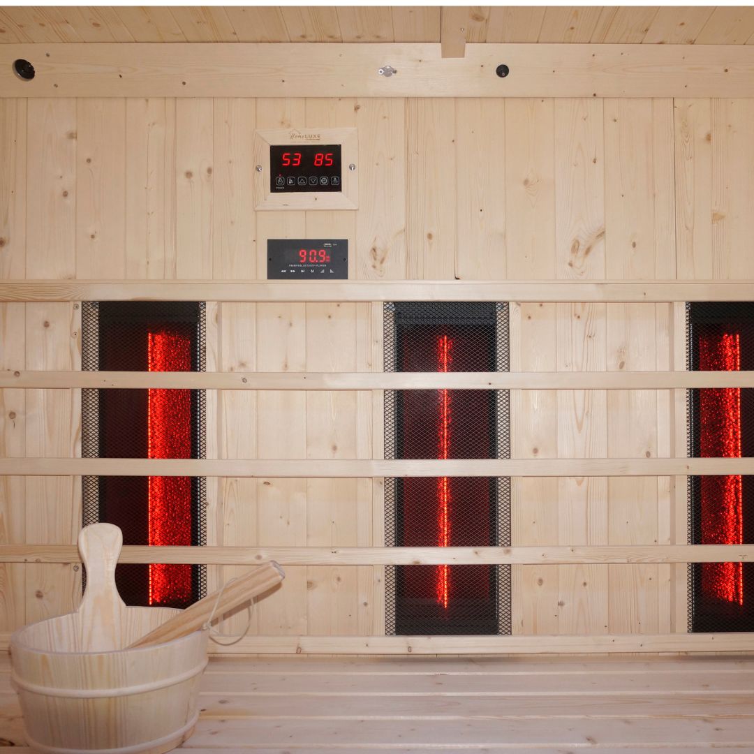 Sauna combinada al aire libre y cabina de infrarrojos LAHTI para 4 - 6 personas