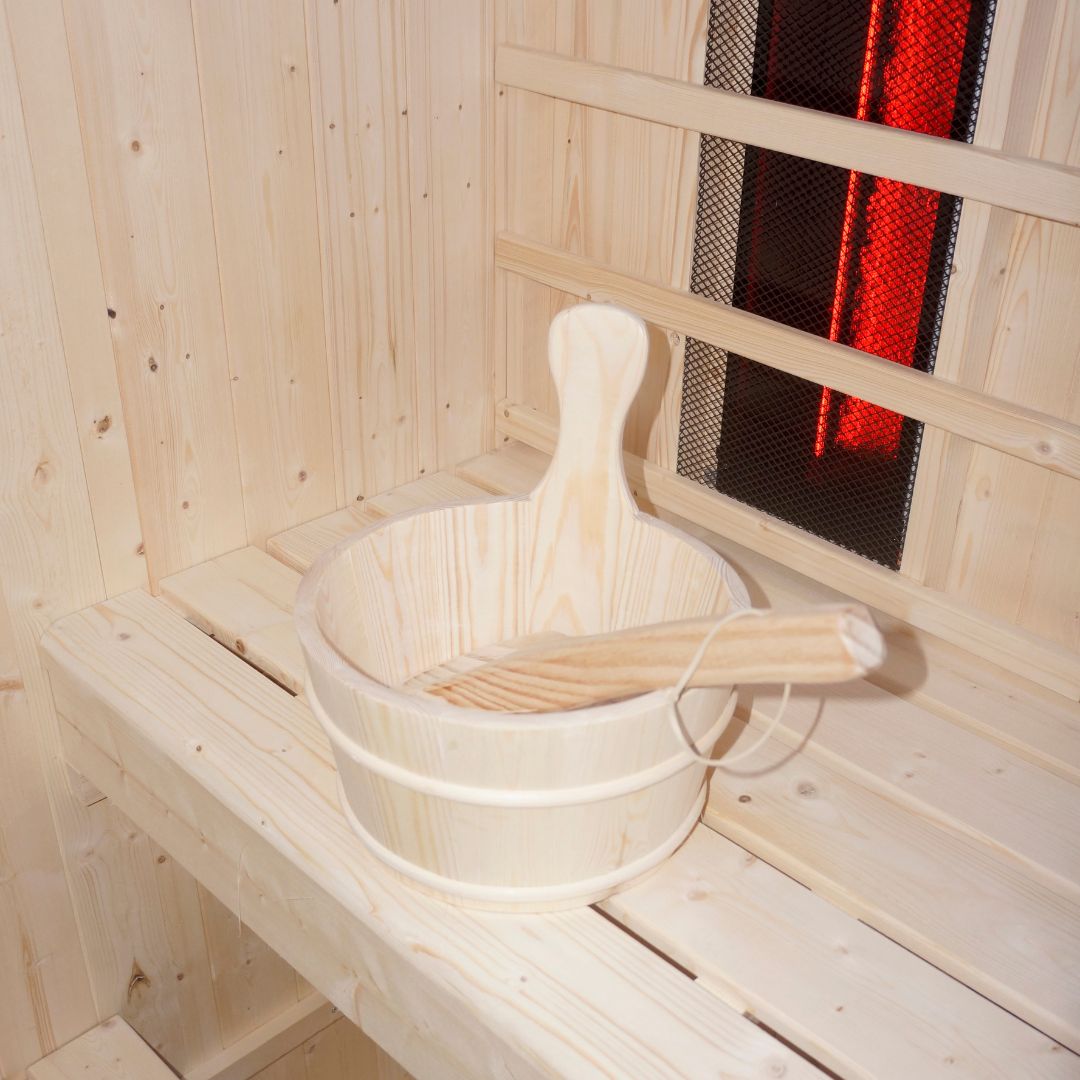 Sauna combinada al aire libre y cabina de infrarrojos LAHTI para 4 - 6 personas