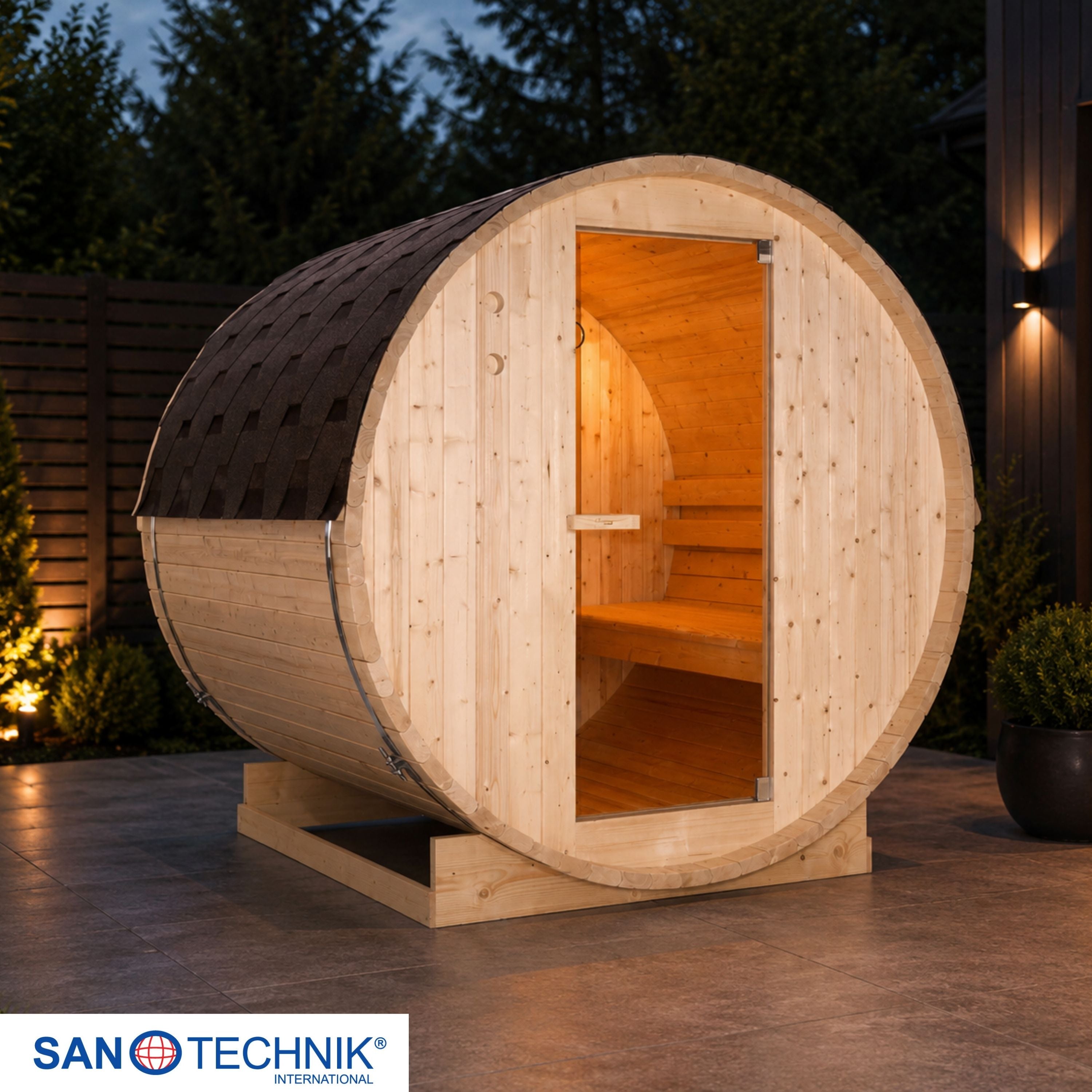 Sauna de barril al aire libre TROMSÖ L para 4 personas