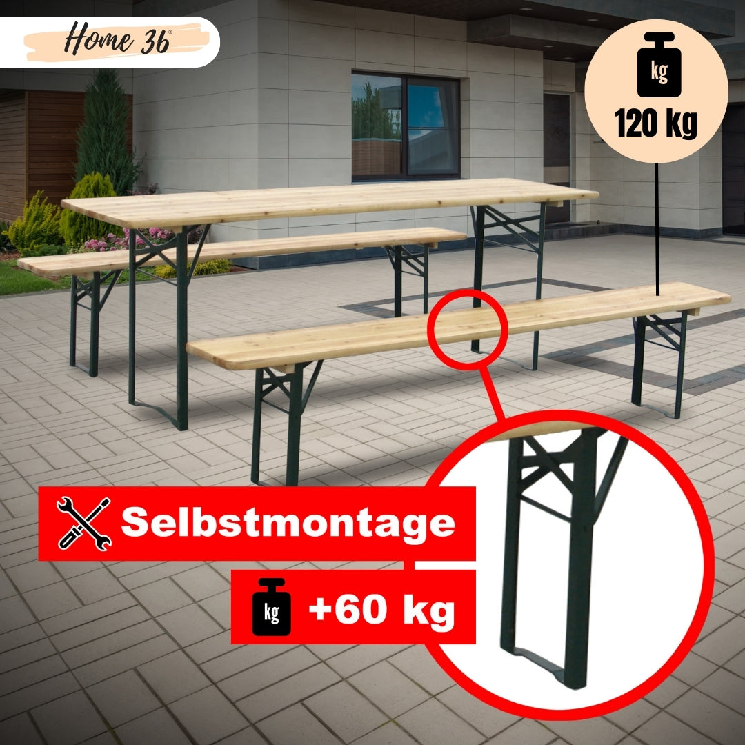 Bierzeltgarnitur Set 3-teilig 220 x 50 cm