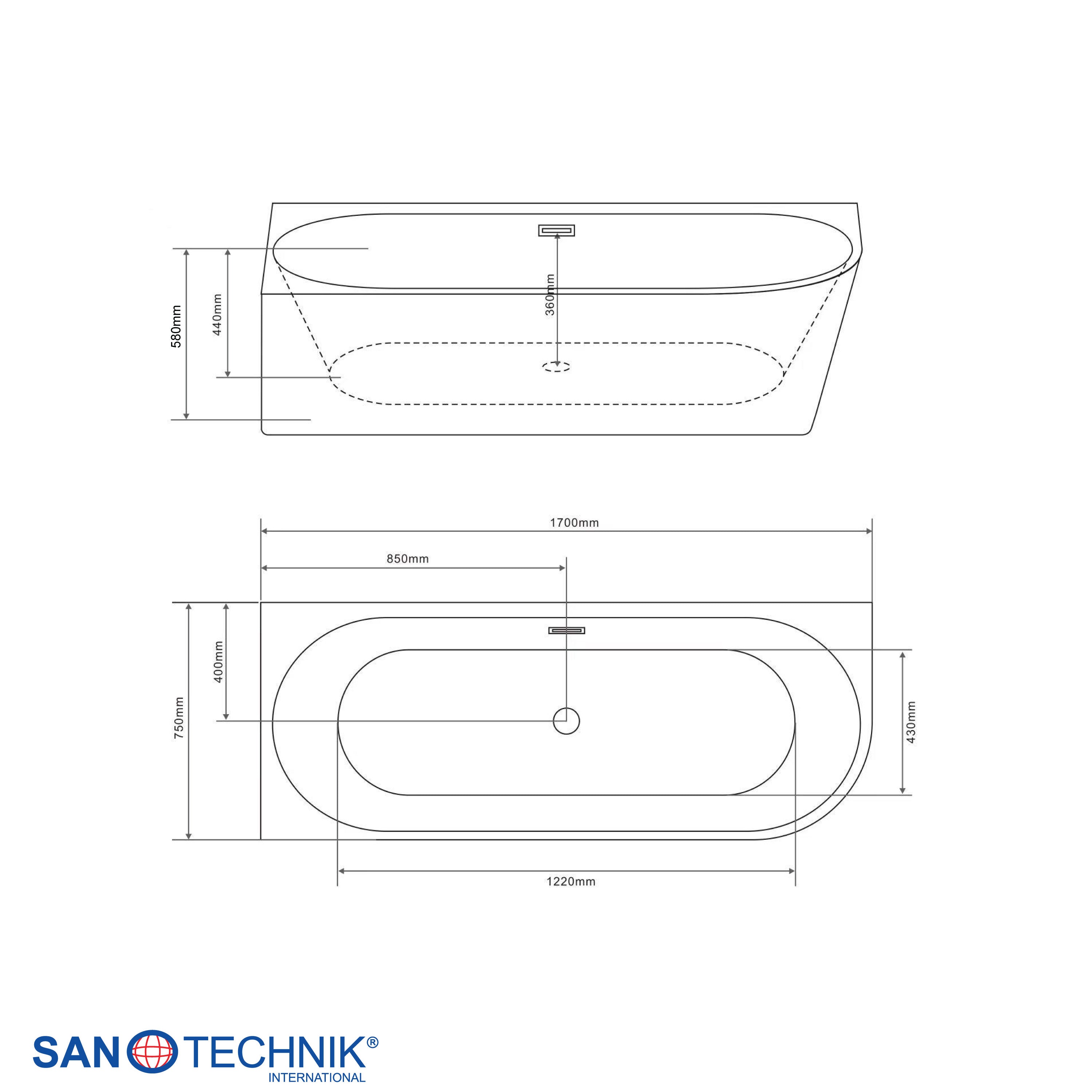 Corner Bathtub Jamaica left 170x75x58cm