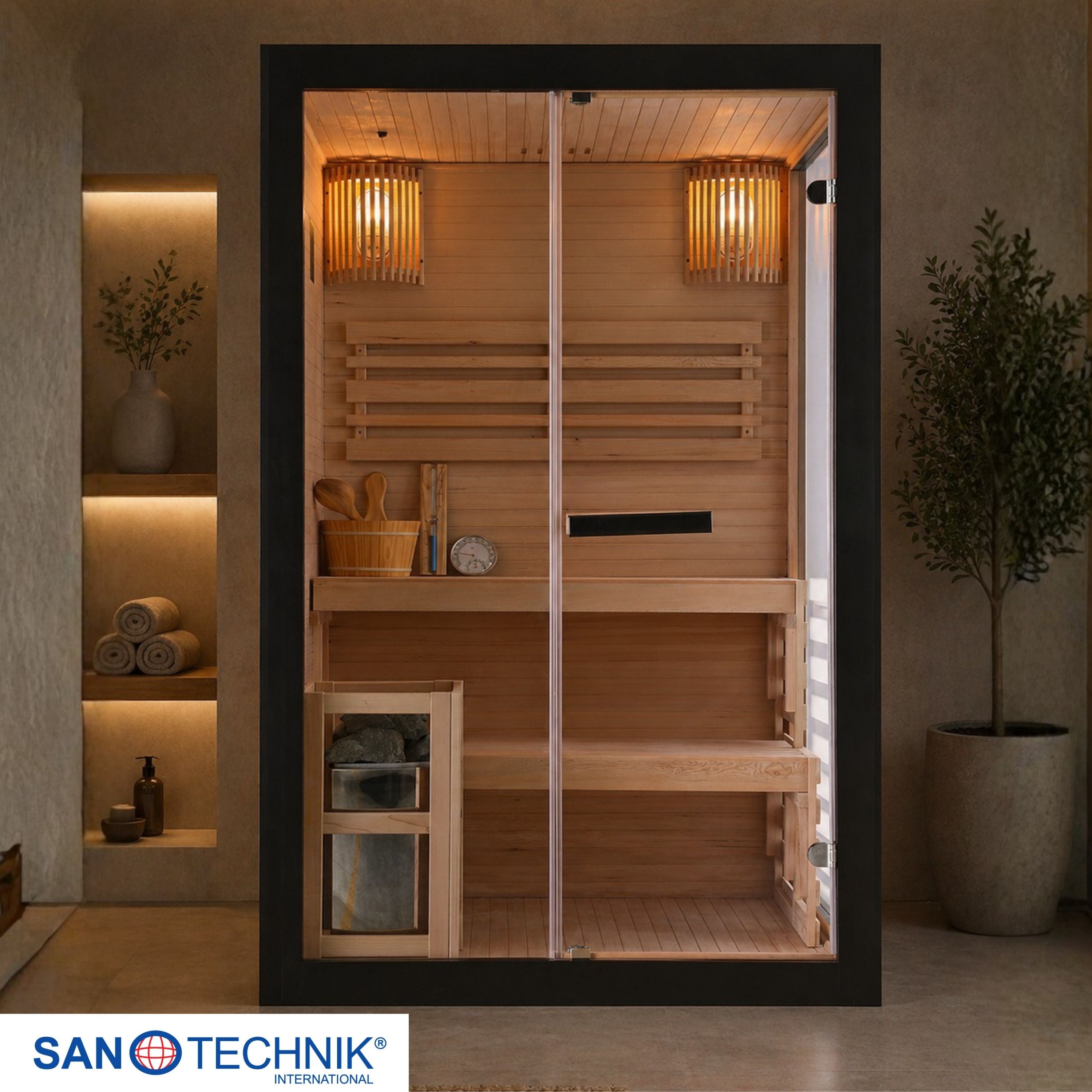 Finnish sauna PANORAMA BLACK | for 2 people