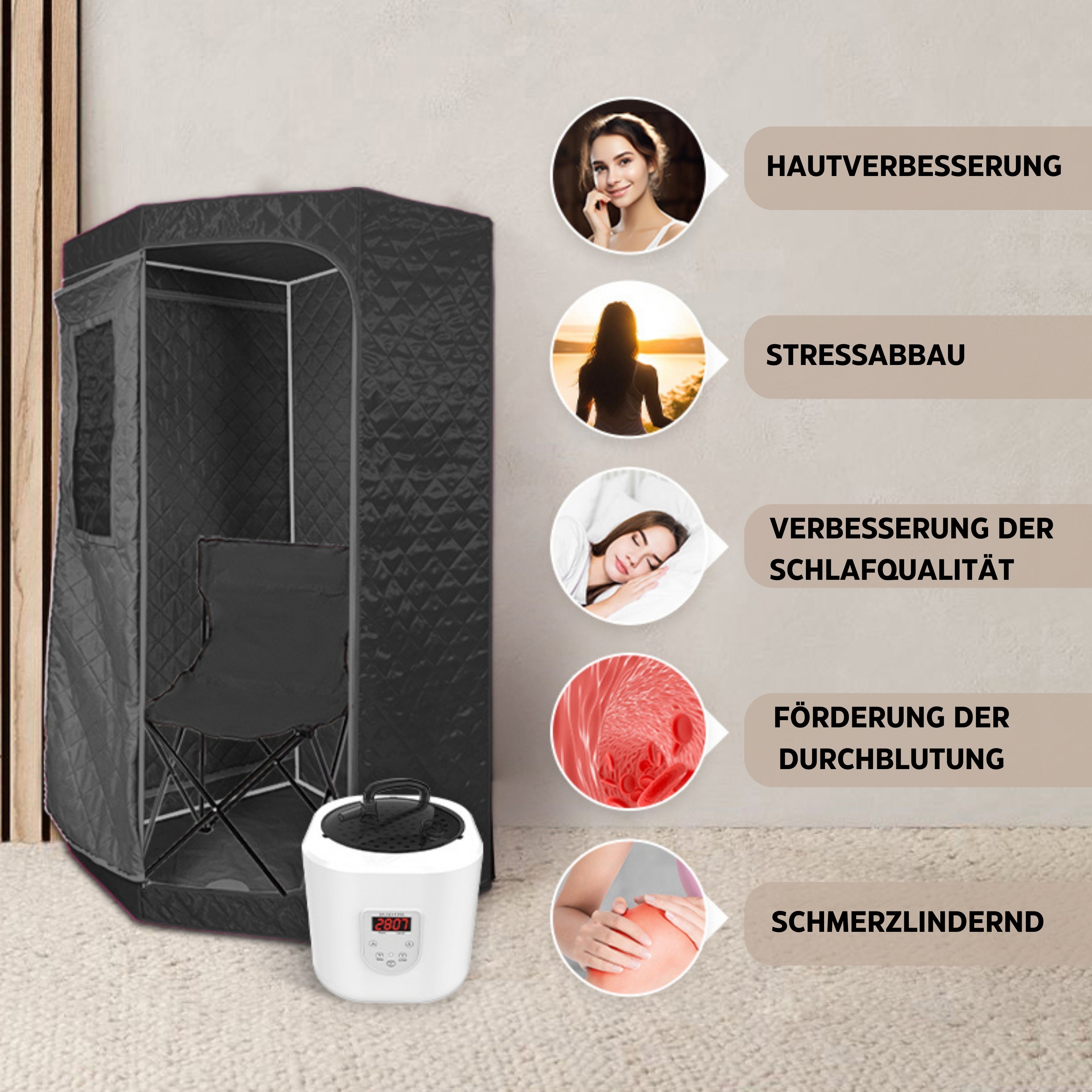 Portable steam sauna 90x90x190 cm