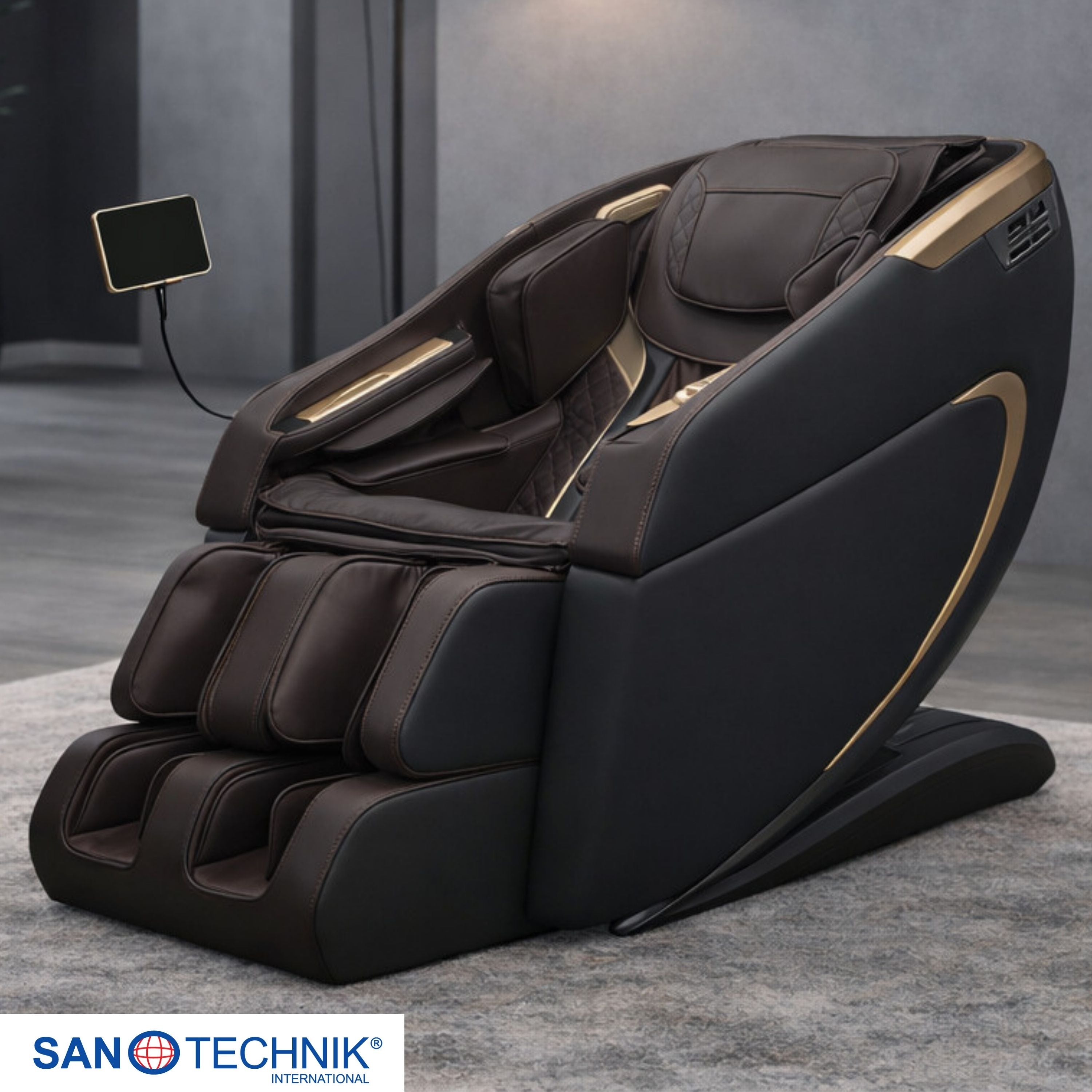 Sillón de masaje de lujo MEDORA antracita/marrón
