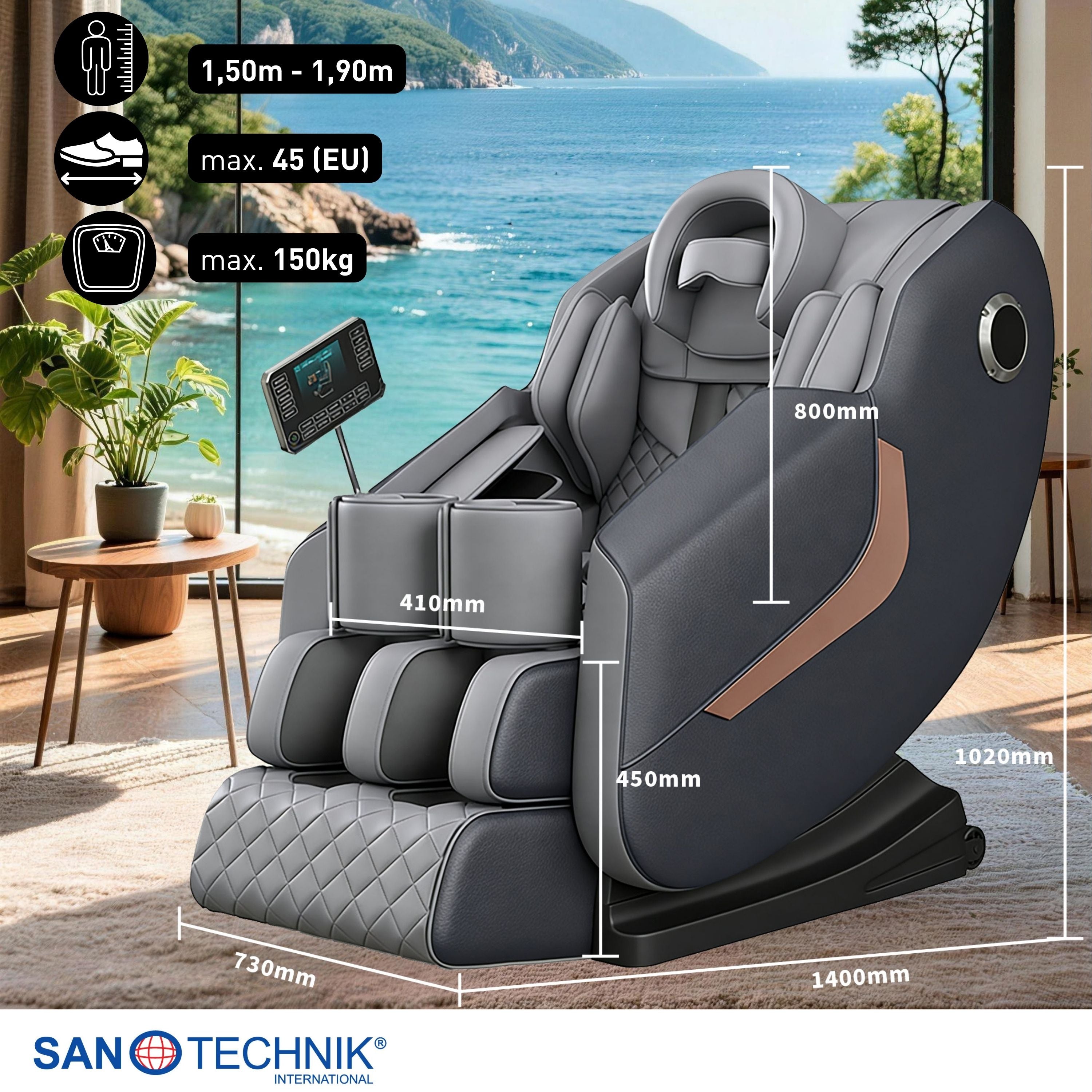 HEALORA luxury massage chair, grey