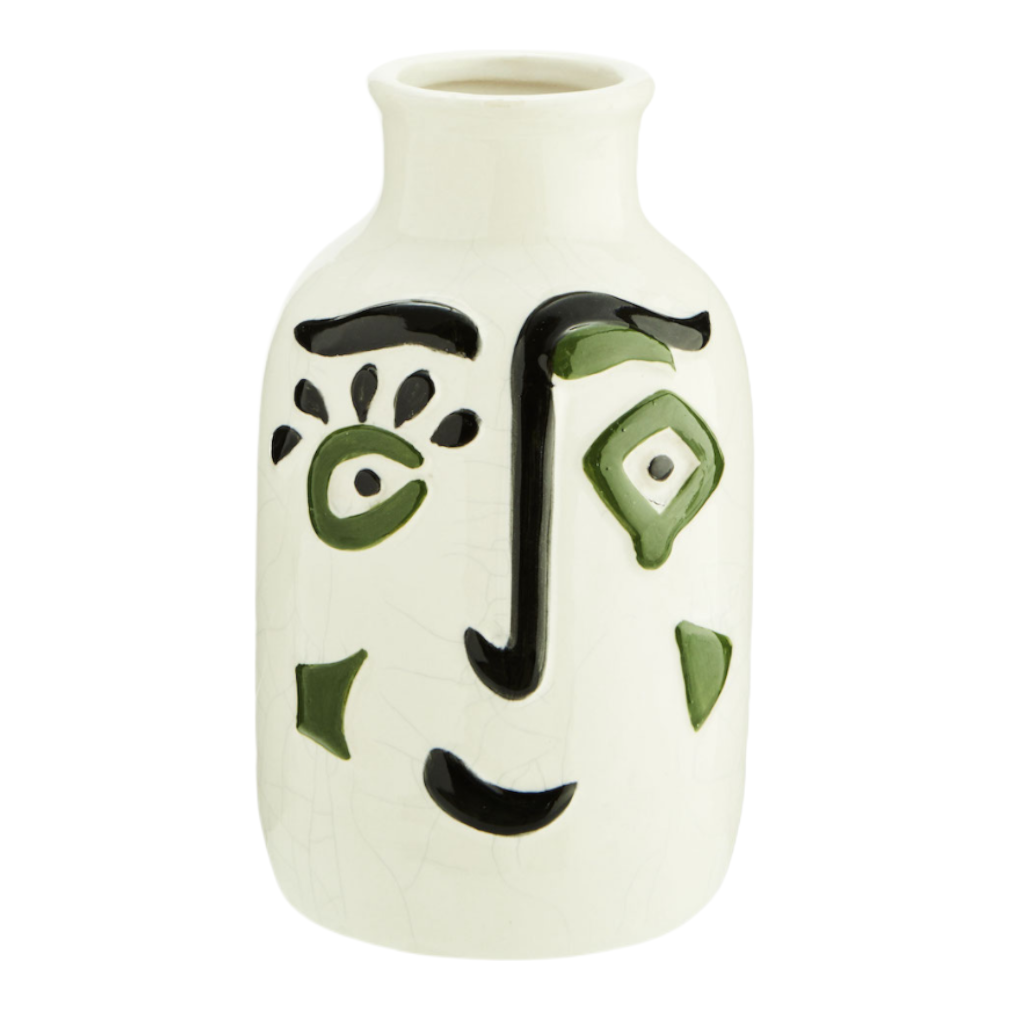 Steinzeug Vase mit Gesicht Ø 10,5x17,5 cm