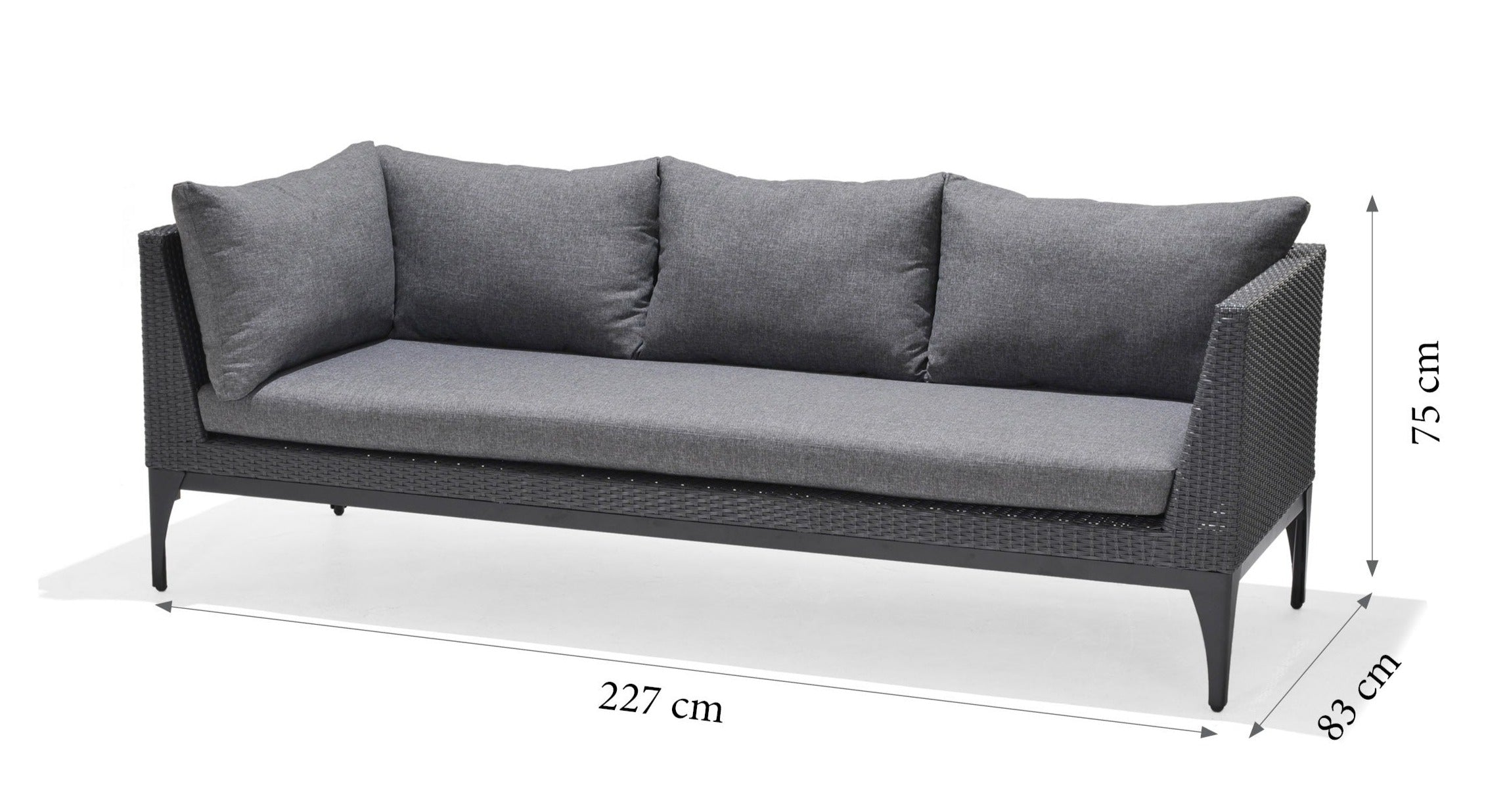 Infinity sofa set including seat and back cushions, black