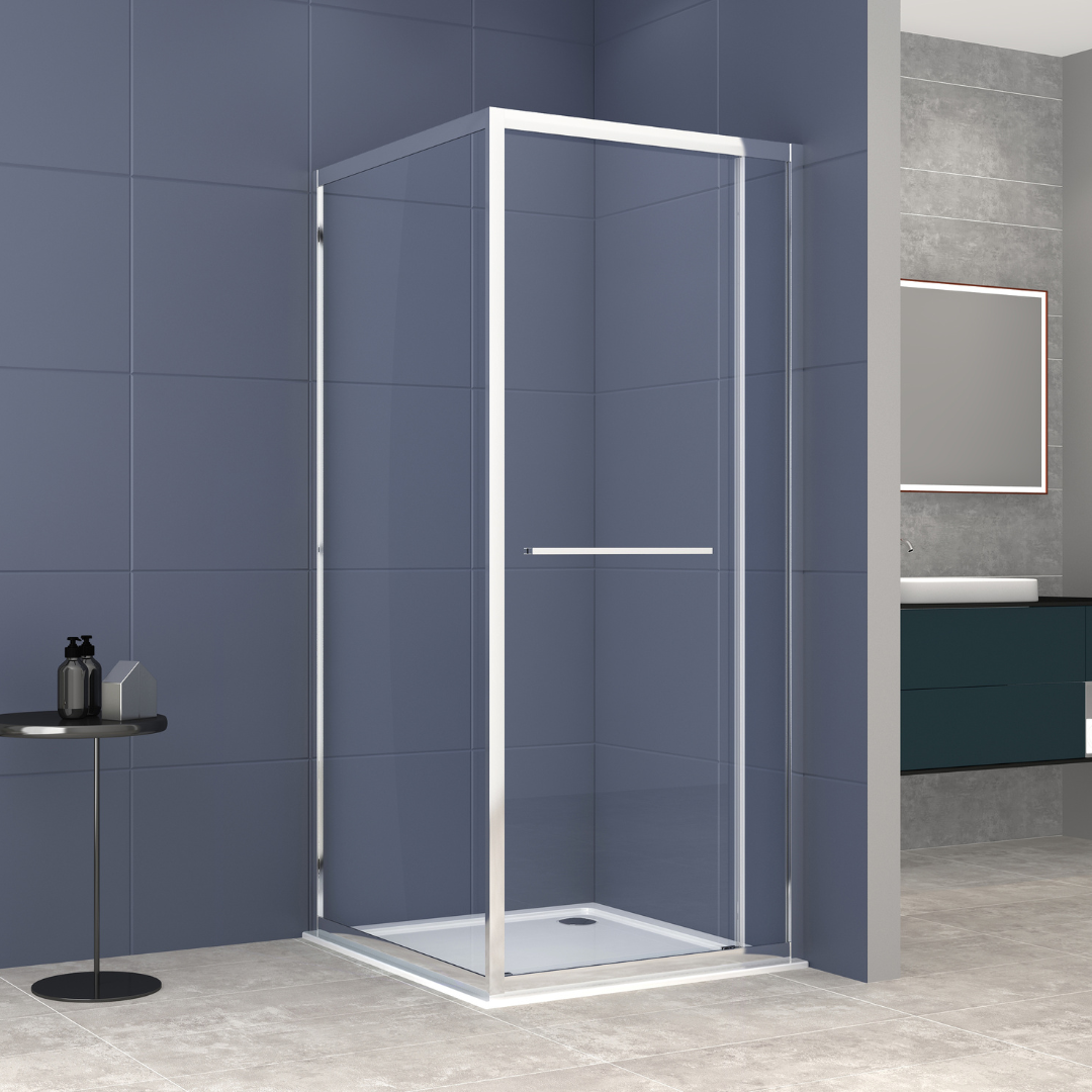 Eckduschkabine m. Drehschiebetür chrom Easy-Clean in 3 verschiedene Größen
