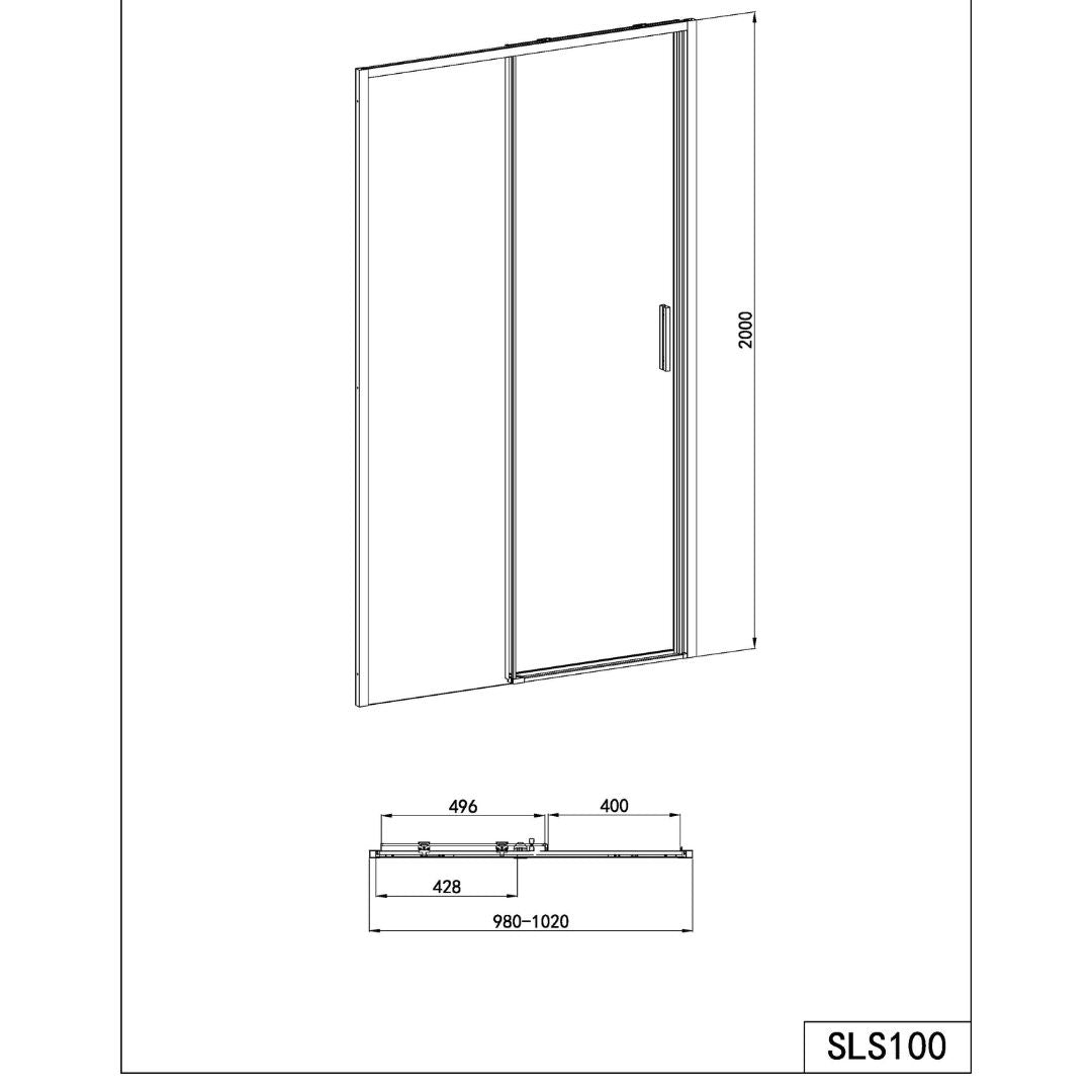 Corner shower cabin with two sliding doors, chrome in 2 different sizes