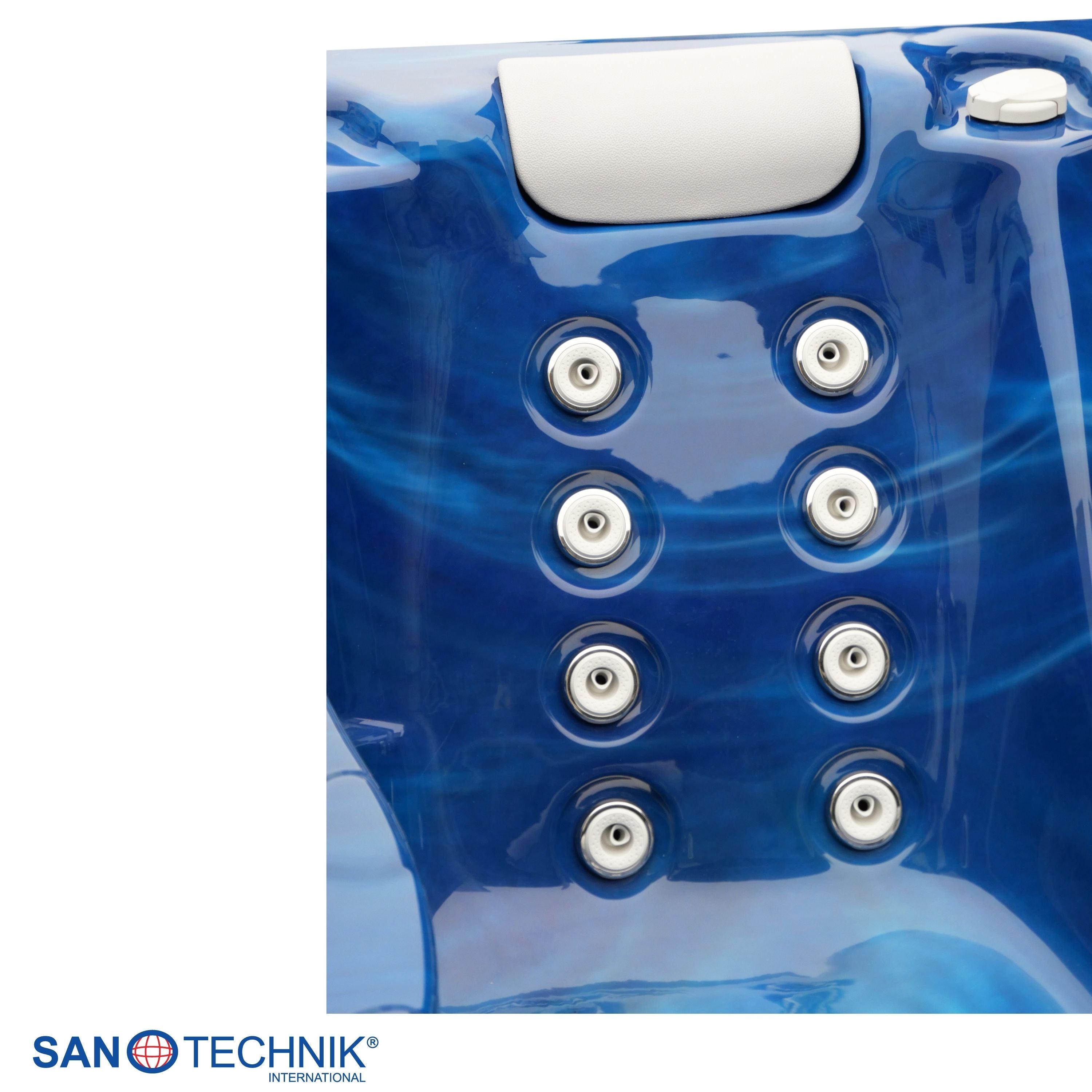 Bañera de hidromasaje exterior Modena MÁRMOL AZUL con cubierta 205x130x70 cm resistente a las heladas