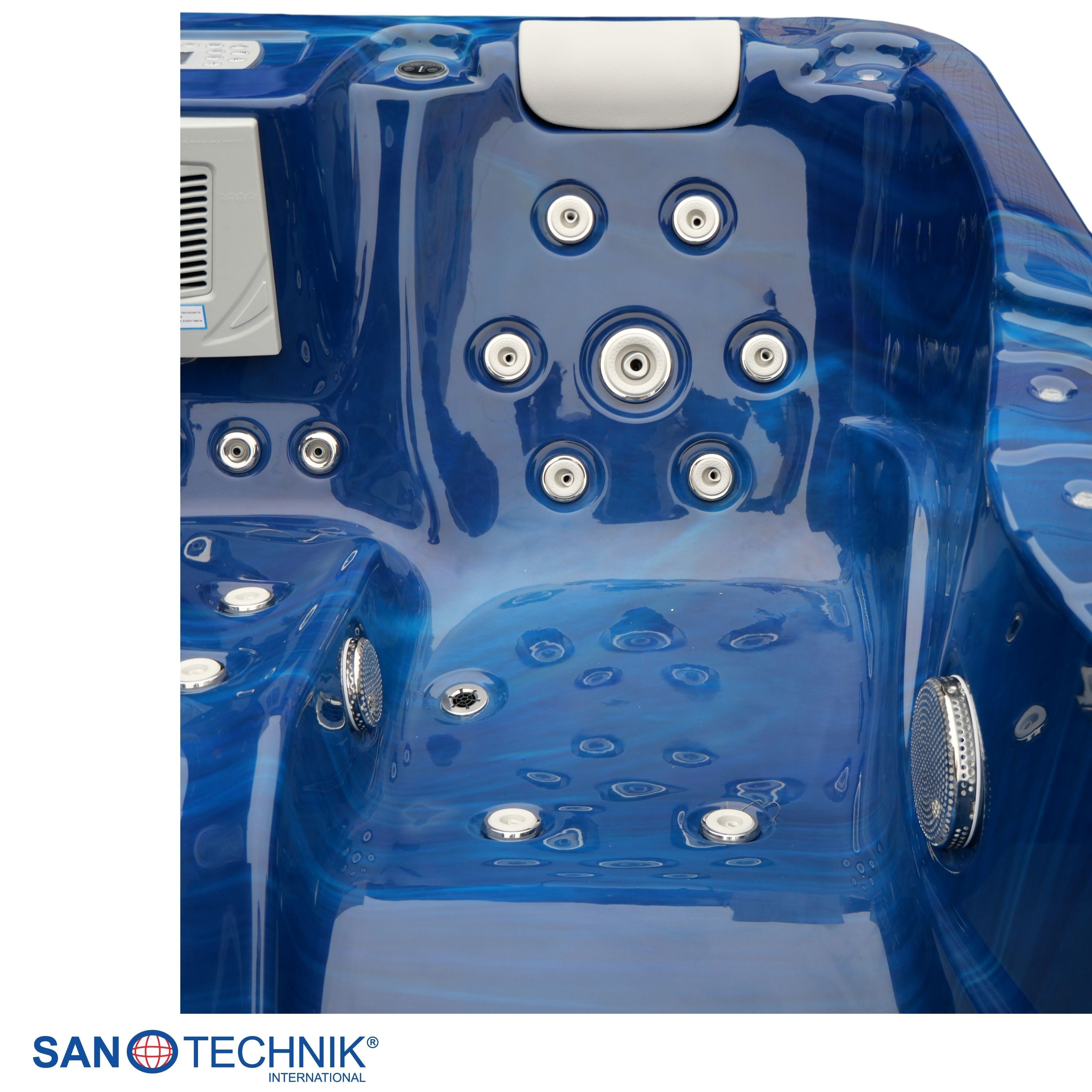 Bañera de hidromasaje exterior Modena MÁRMOL AZUL con cubierta 205x130x70 cm resistente a las heladas