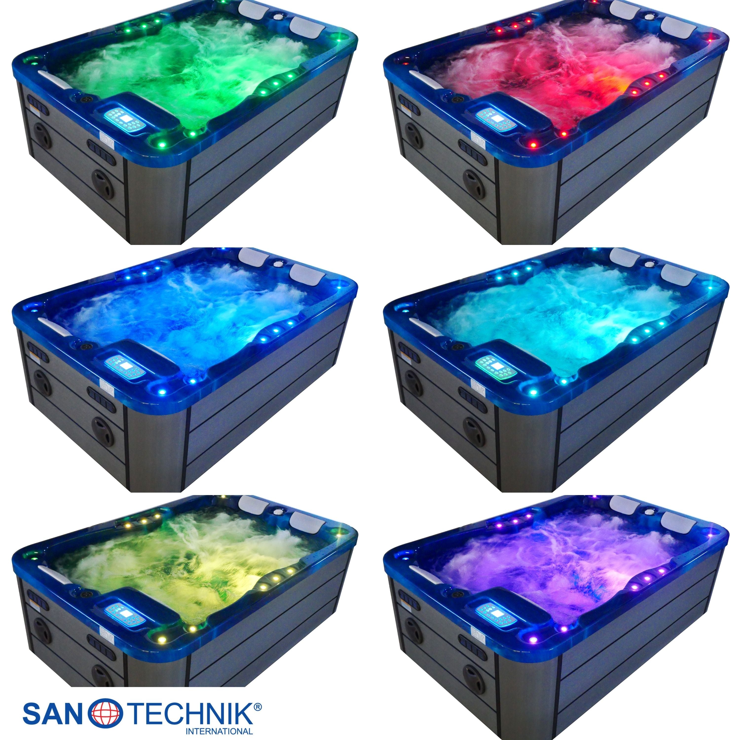 Jacuzzi exterior MODENA Mármol Azul incl. cubierta 205x130x70 cm anticongelante
