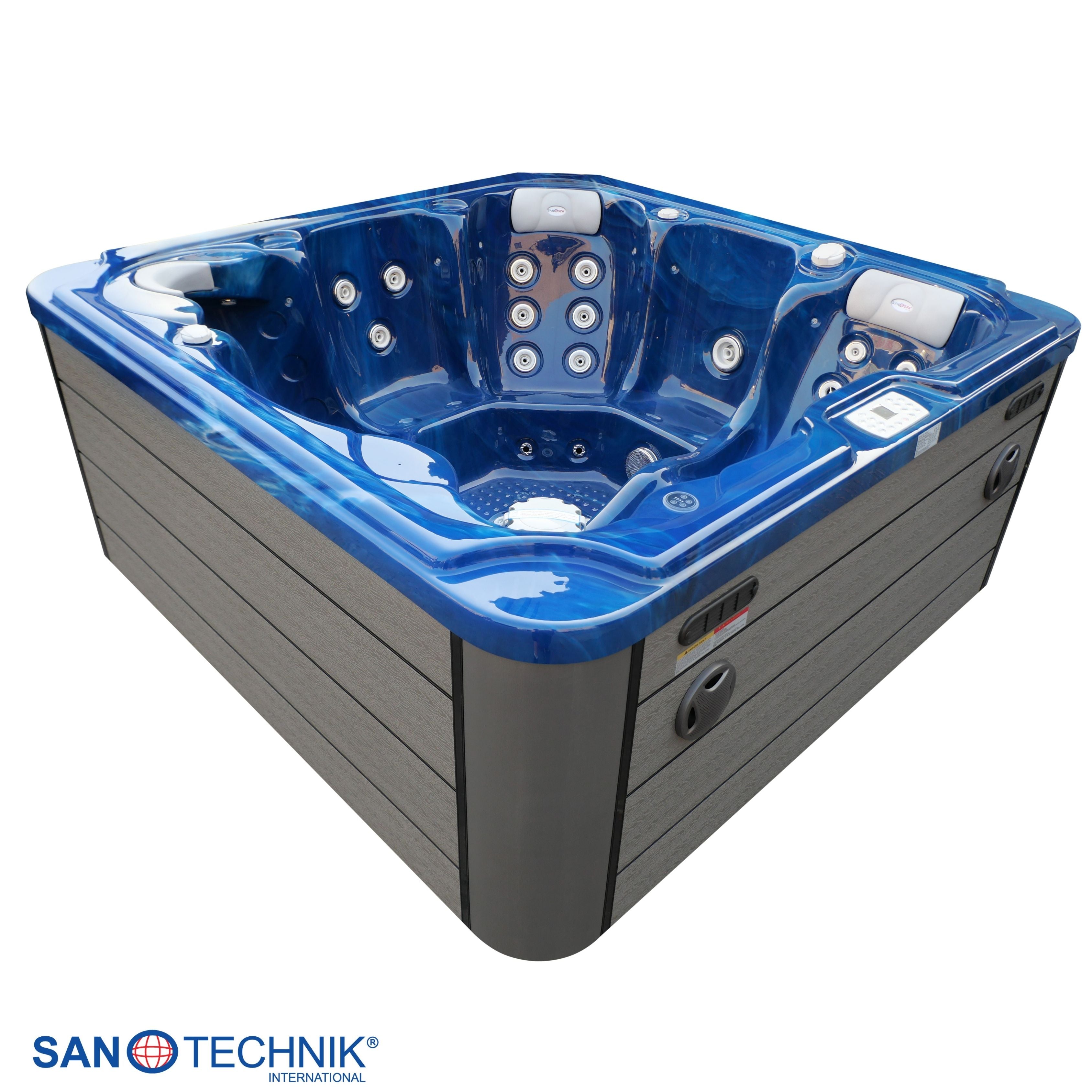 Outdoorwhirlpool OASIS Maxi BLUE MARBLE inkl. Stiege und Abdeckung 210x210x95 cm frostsicher