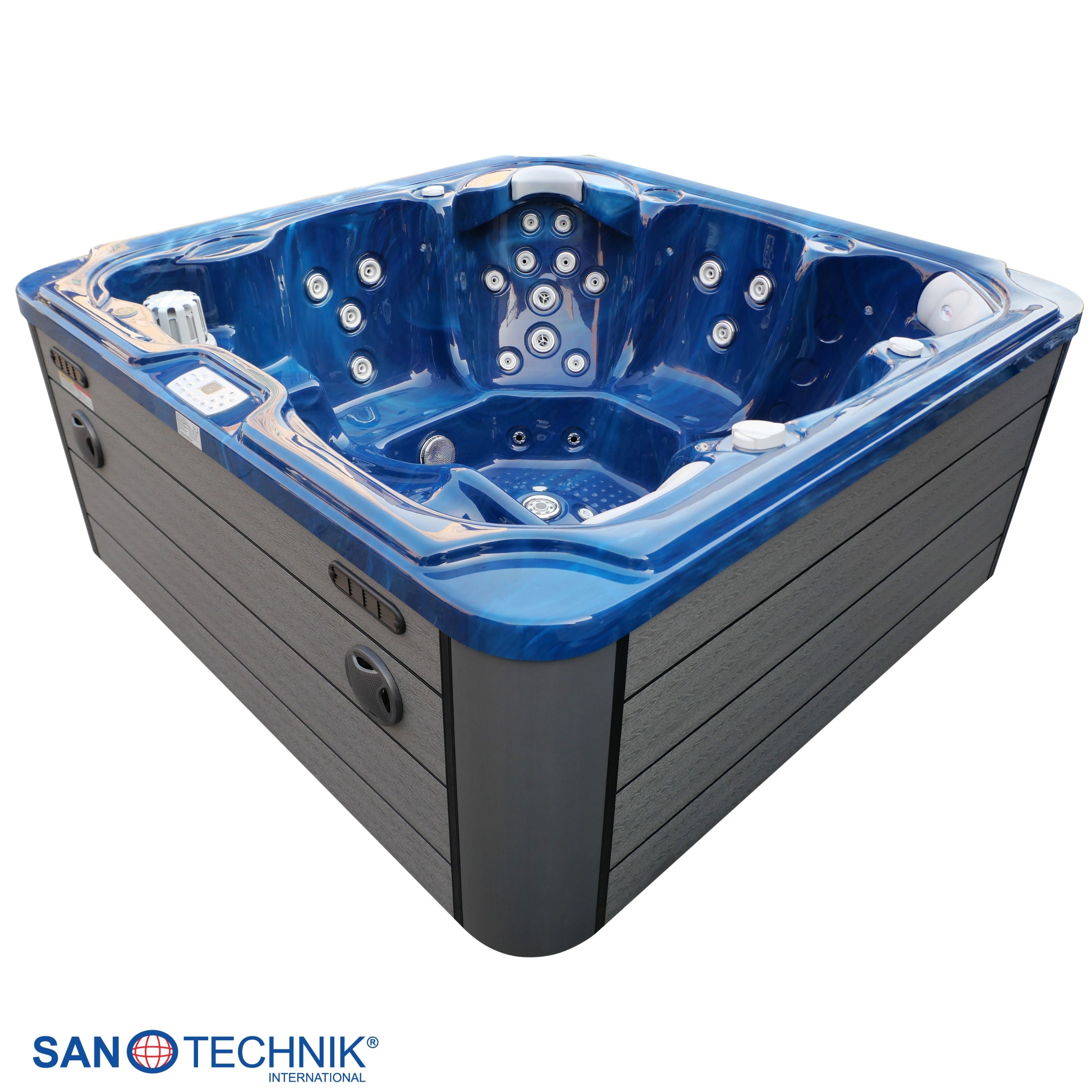 Outdoorwhirlpool OASIS Maxi BLUE MARBLE inkl. Stiege und Abdeckung 210x210x95 cm frostsicher
