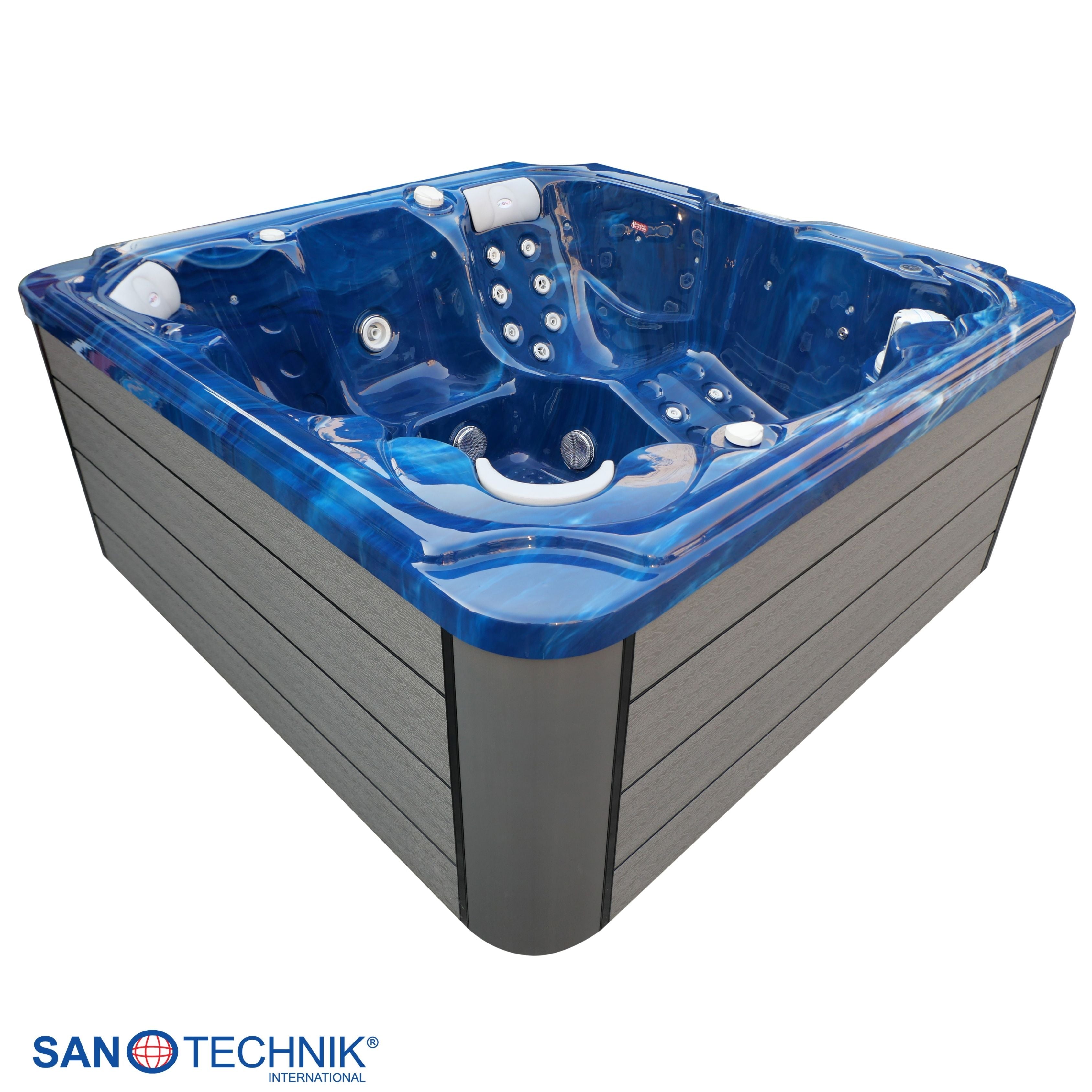 Outdoorwhirlpool OASIS Maxi BLUE MARBLE inkl. Stiege und Abdeckung 210x210x95 cm frostsicher