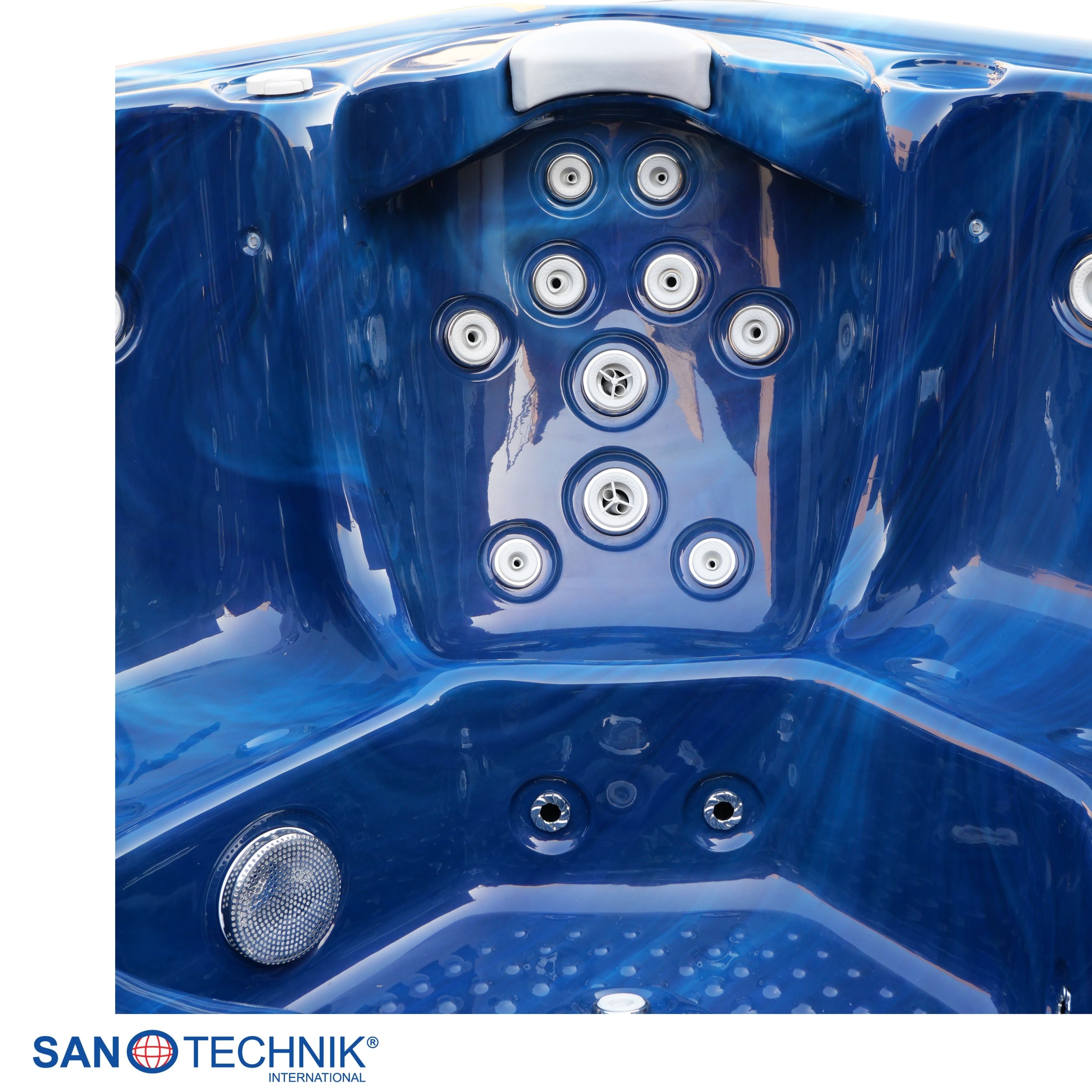 Outdoorwhirlpool OASIS Maxi BLUE MARBLE inkl. Stiege und Abdeckung 210x210x95 cm frostsicher