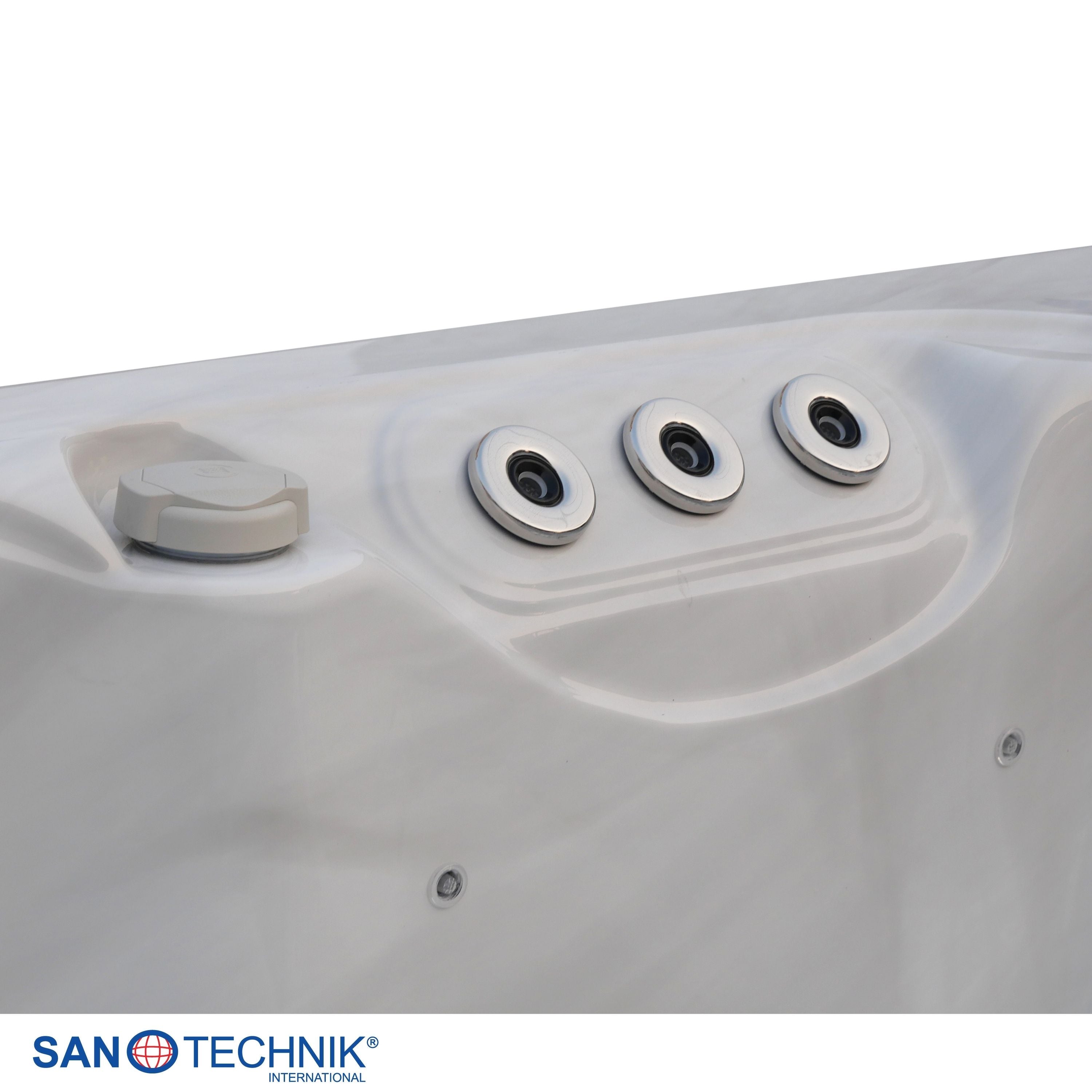 Outdoorwhirlpool HAWAII White Marble inkl. Abdeckung & Stiege