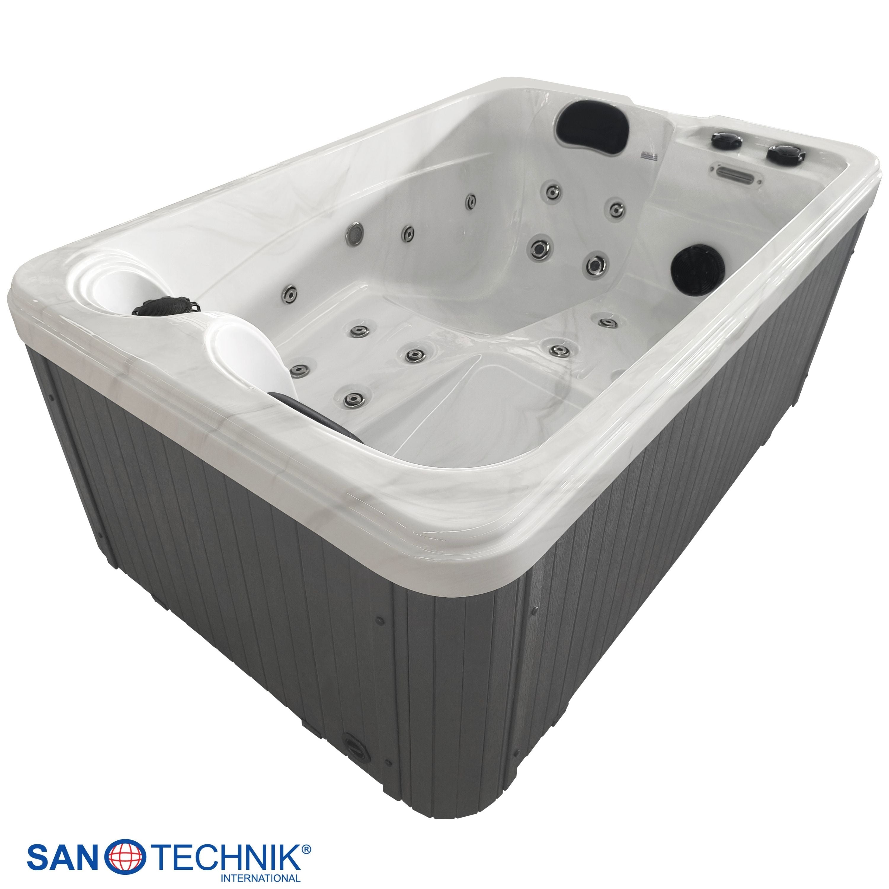 Outdoor Hot Tub SPLIT White Marble incl. Cover 175x115x70 cm frost-proof