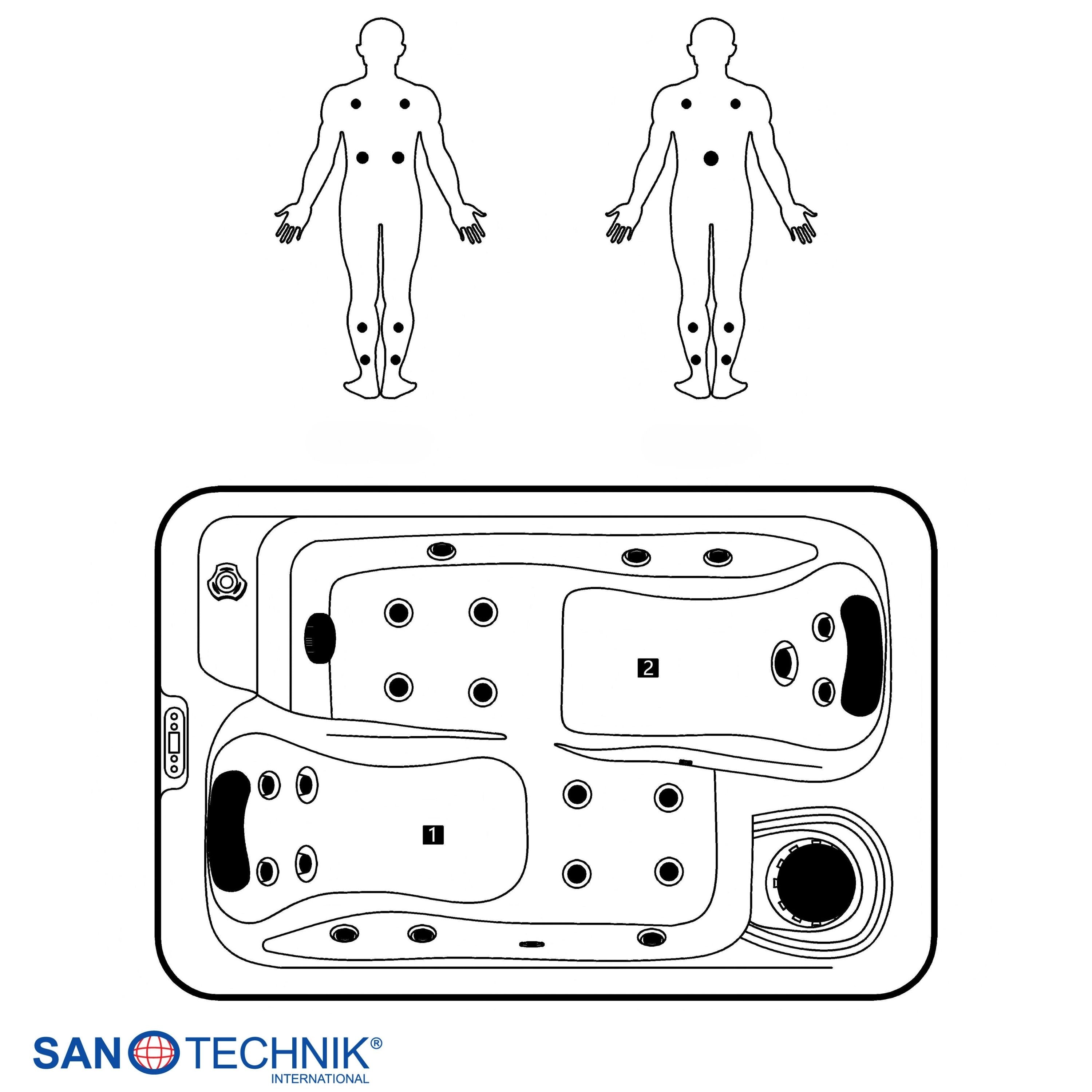 Outdoor Hot Tub SPLIT White Marble incl. Cover 175x115x70 cm frost-proof
