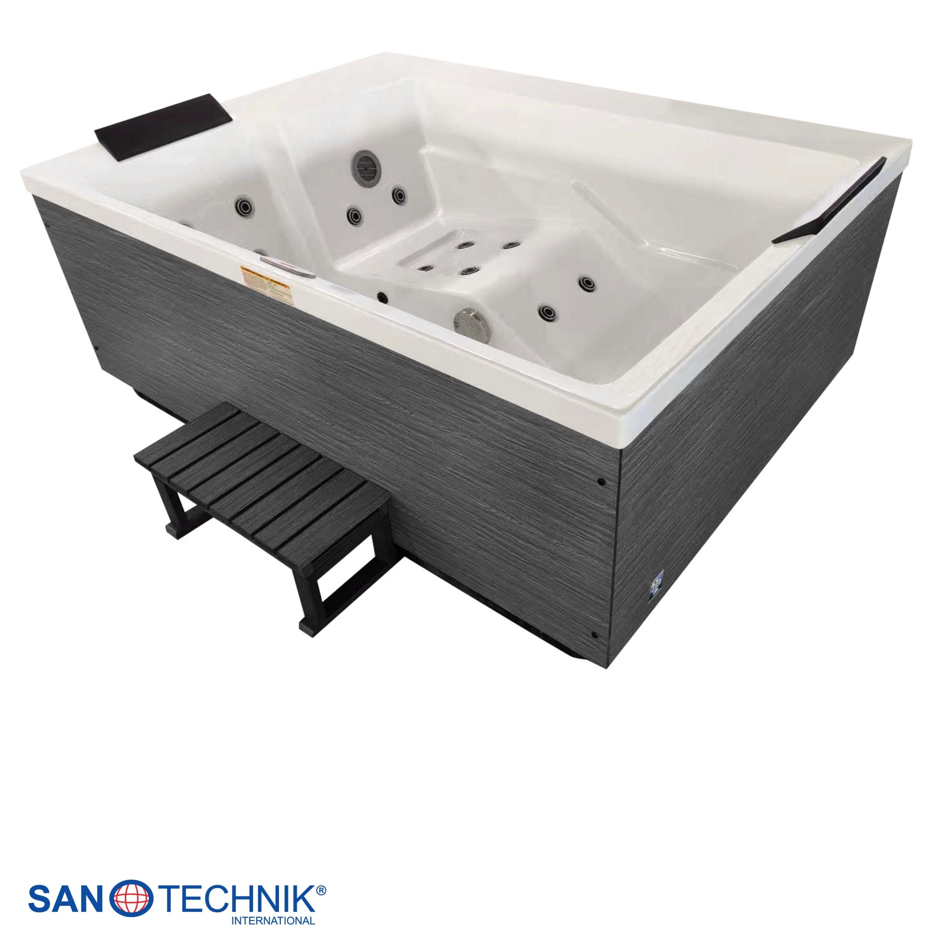 Outdoor Whirlpool KORFU WHITE inkl. Abdeckung + Stiege 190x140x70 cm frostsicher